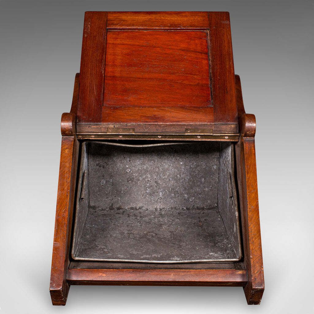 Antique Coal Purdonium, English, Walnut, Brass, Fireside Fuel Keep, Victorian photo Home Fixtures