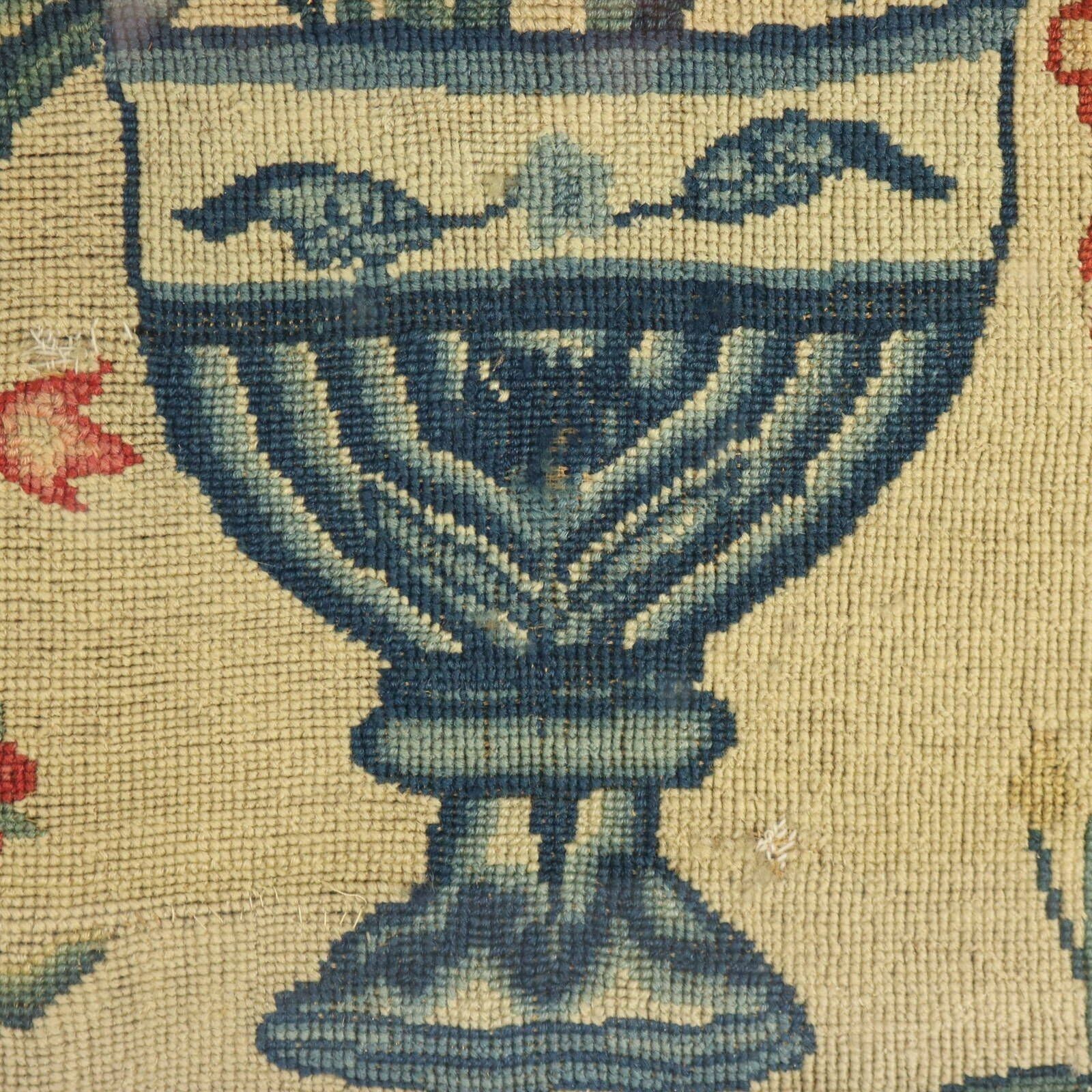 17thc Gros Point Embroidery   Vase Of Flowers With A Bird photo 3500.0