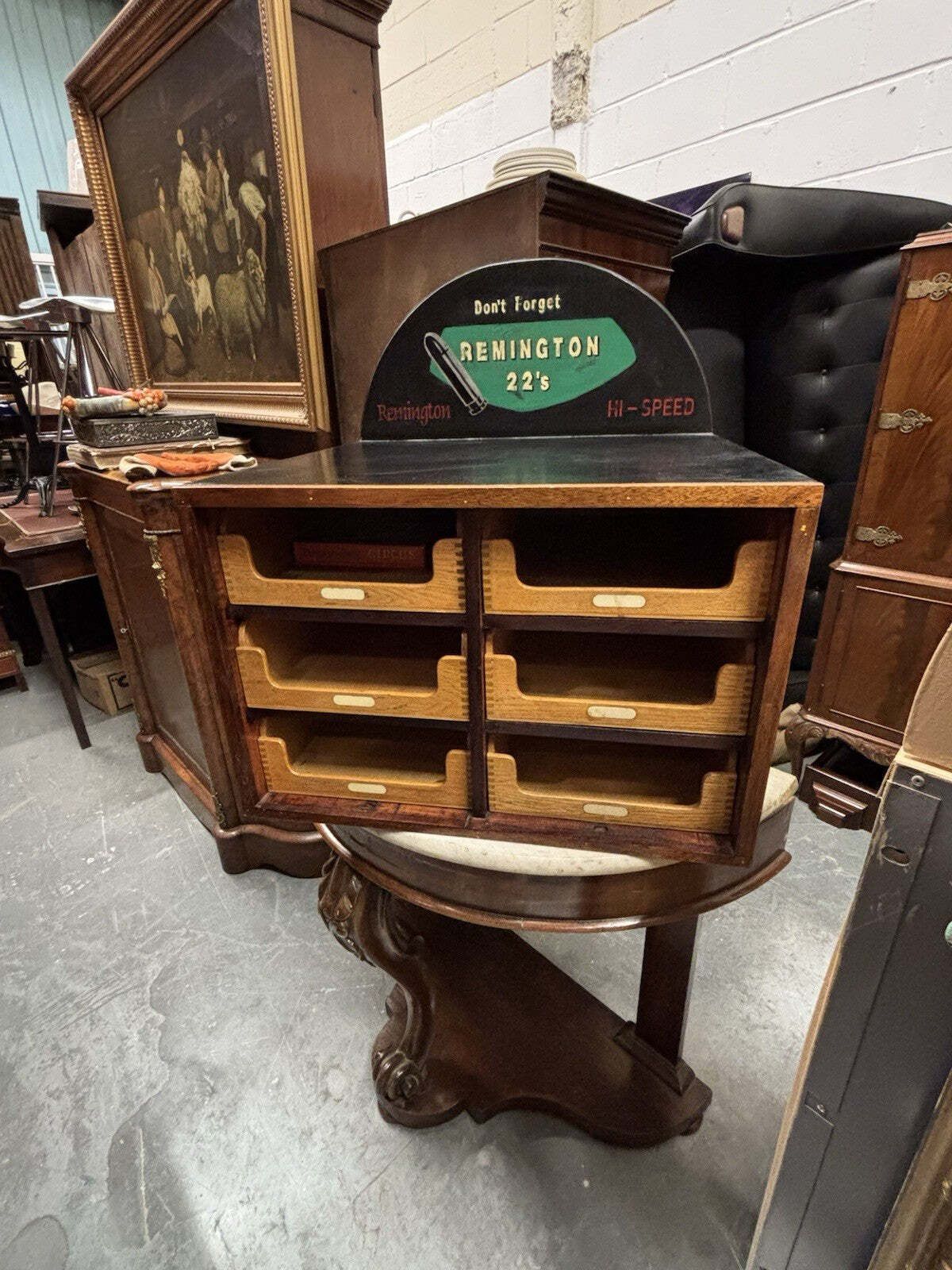 Set Of Shop Drawers. Advertising Cabinet. Remington Shop Counter Cabinet. photo furniture