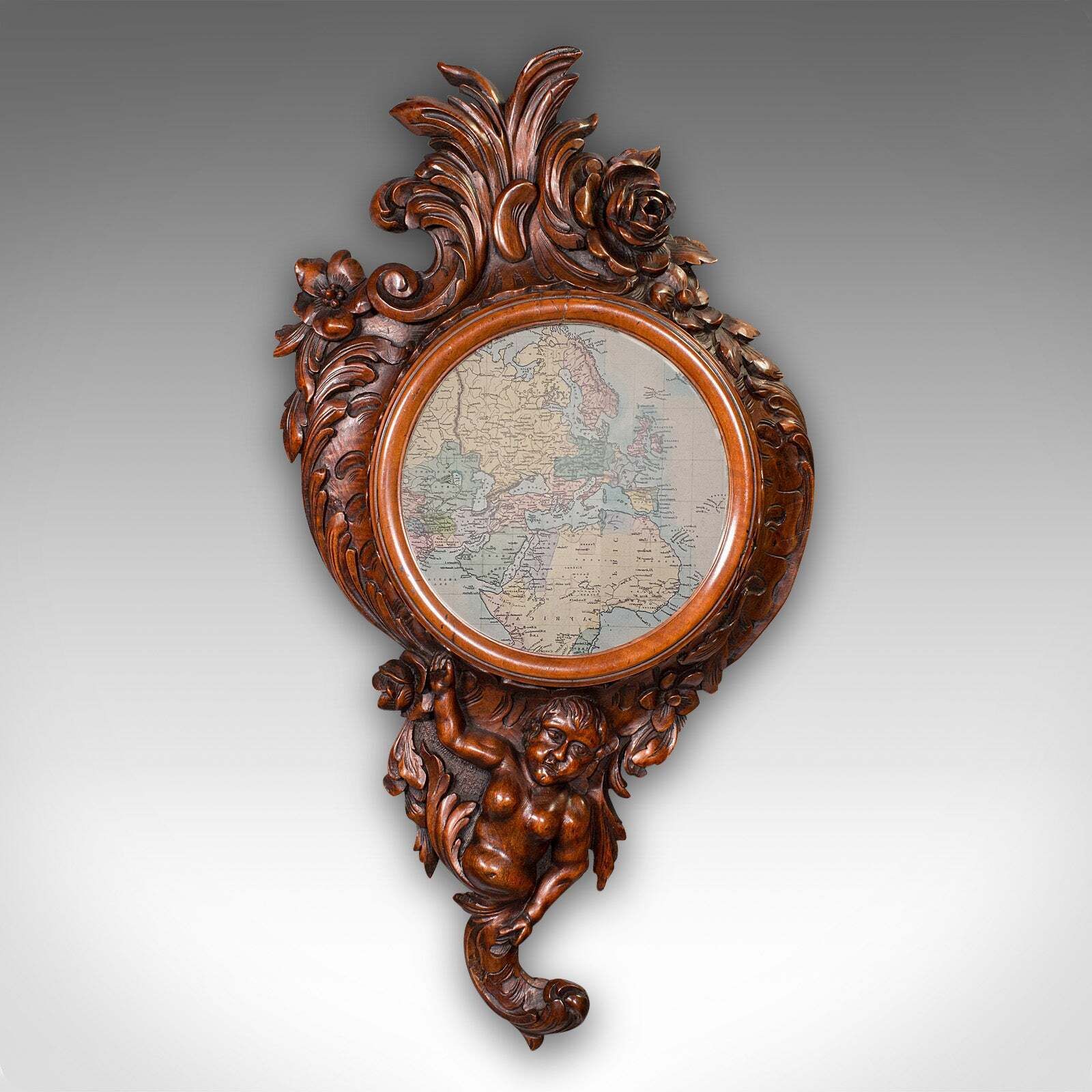 Antique Rococo Mirror, Italian, Carved Fruitwood, Hall, Lounge, Victorian, 1900 photo furniture