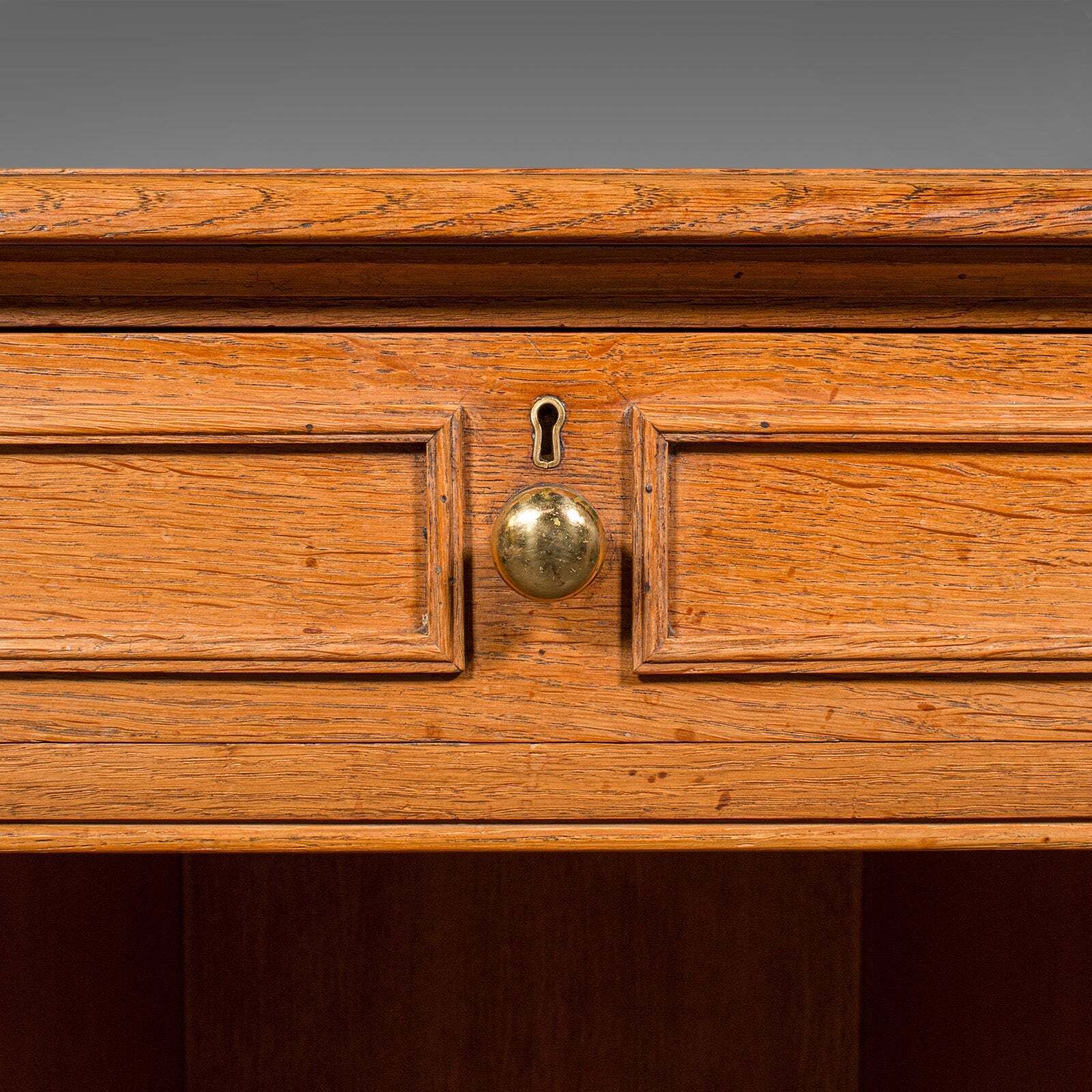 5028.0 Large Vintage Bespoke Kneehole Desk, English, Oak, Writing Table, Mid Century photo
