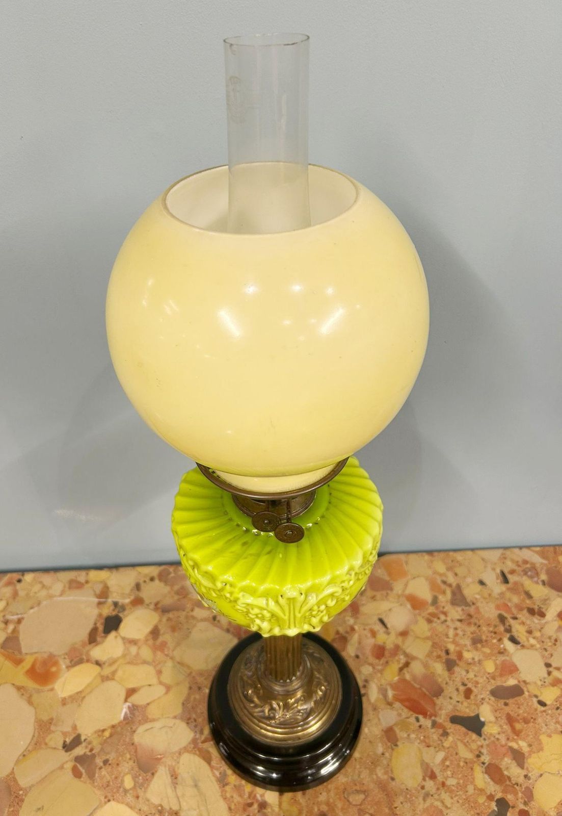 Victorian Oil Lamp Porcelain Gilt Table Light 1880 photo Lighting