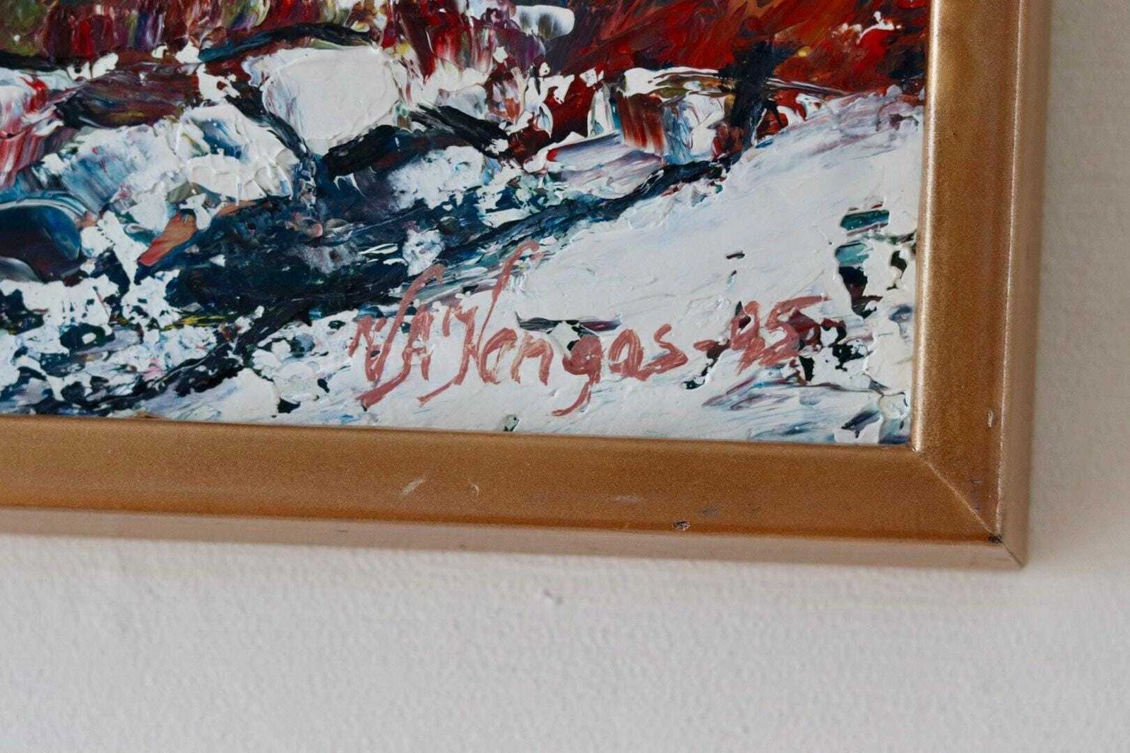 Swedish Oil Painting "Uddevalla 1995" By Veikko Kangas   Vintage, Framed | 36 X 26 Cm / 14.2 X 10.2 In photo vinterior