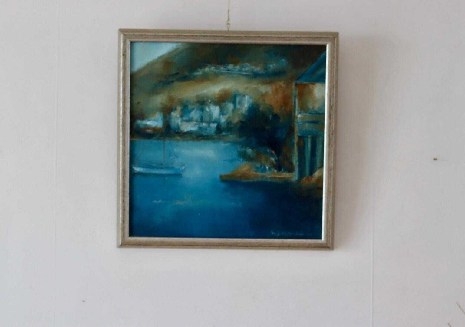 Original Swedish Oil On Canvas – Sea Motif – K. Jördahn (1971) – Vintage & Framed, 37 X 37 Cm / 14.6 X 14.6 In photo 245.0