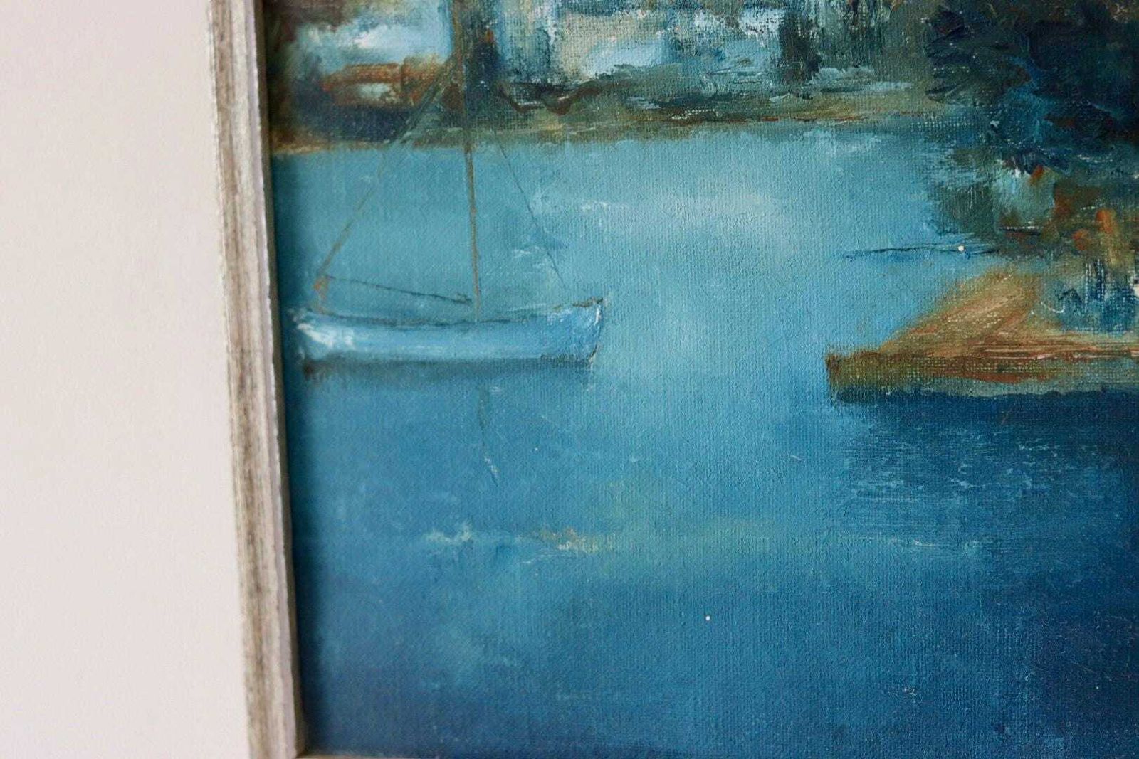 photo furniture Original Swedish Oil On Canvas – Sea Motif – K. Jördahn (1971) – Vintage & Framed, 37 X 37 Cm / 14.6 X 14.6 In