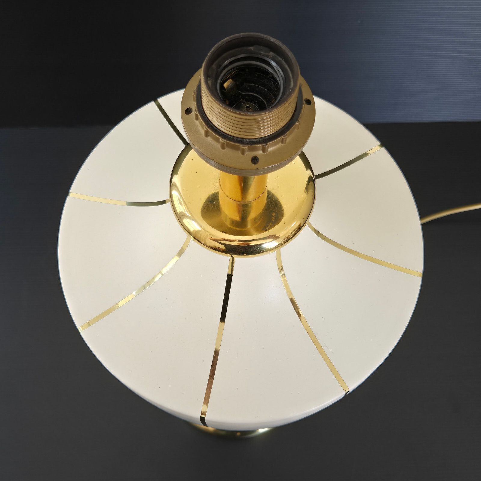 Important Vintage 1970s Ceramic & Gold Brass Amphora Lamp 70s Transvaal photo vinterior