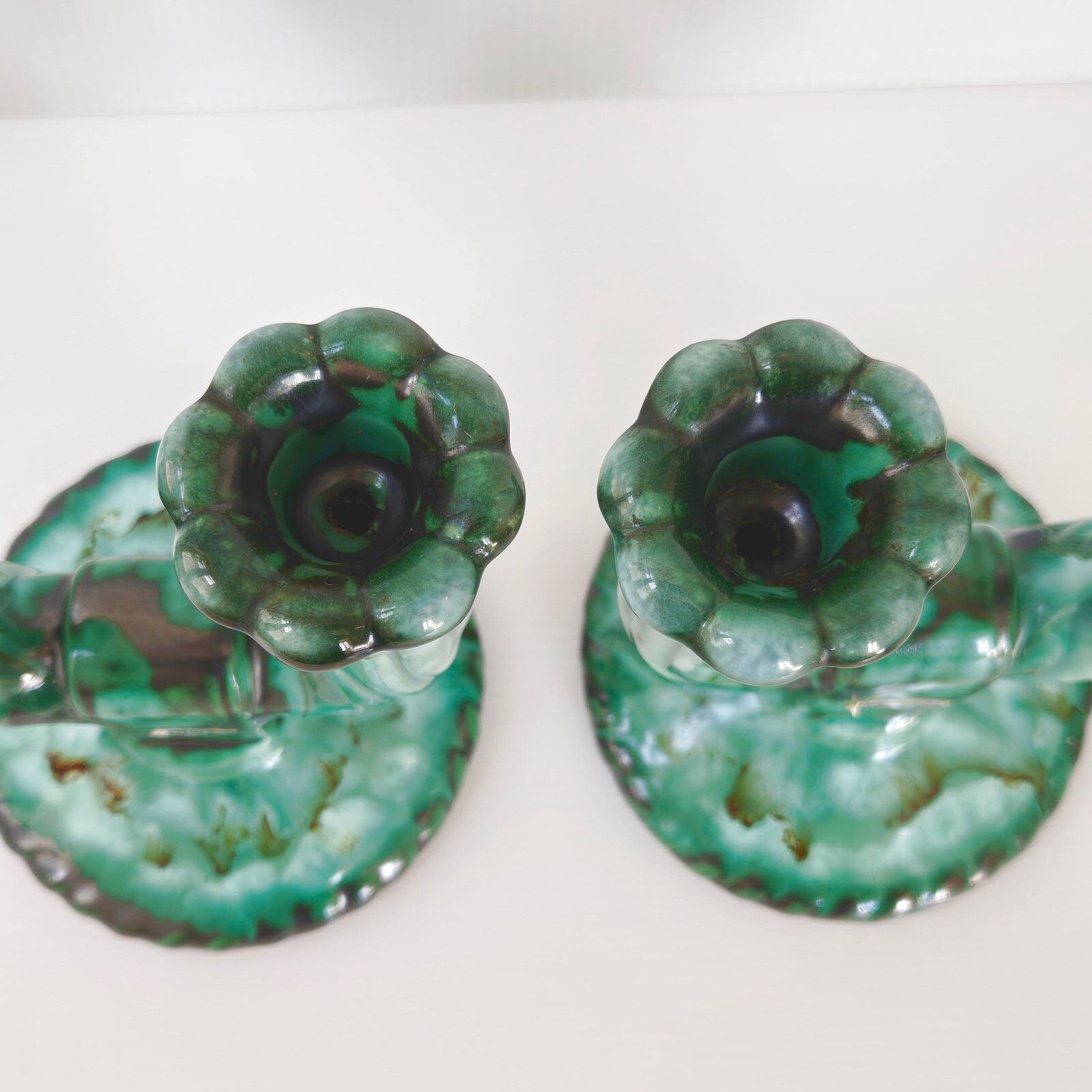 Pair Of Vintage 1960 Ceramic Longwy 60s Candlesticks Chandeliers Chandeliers photo vinterior