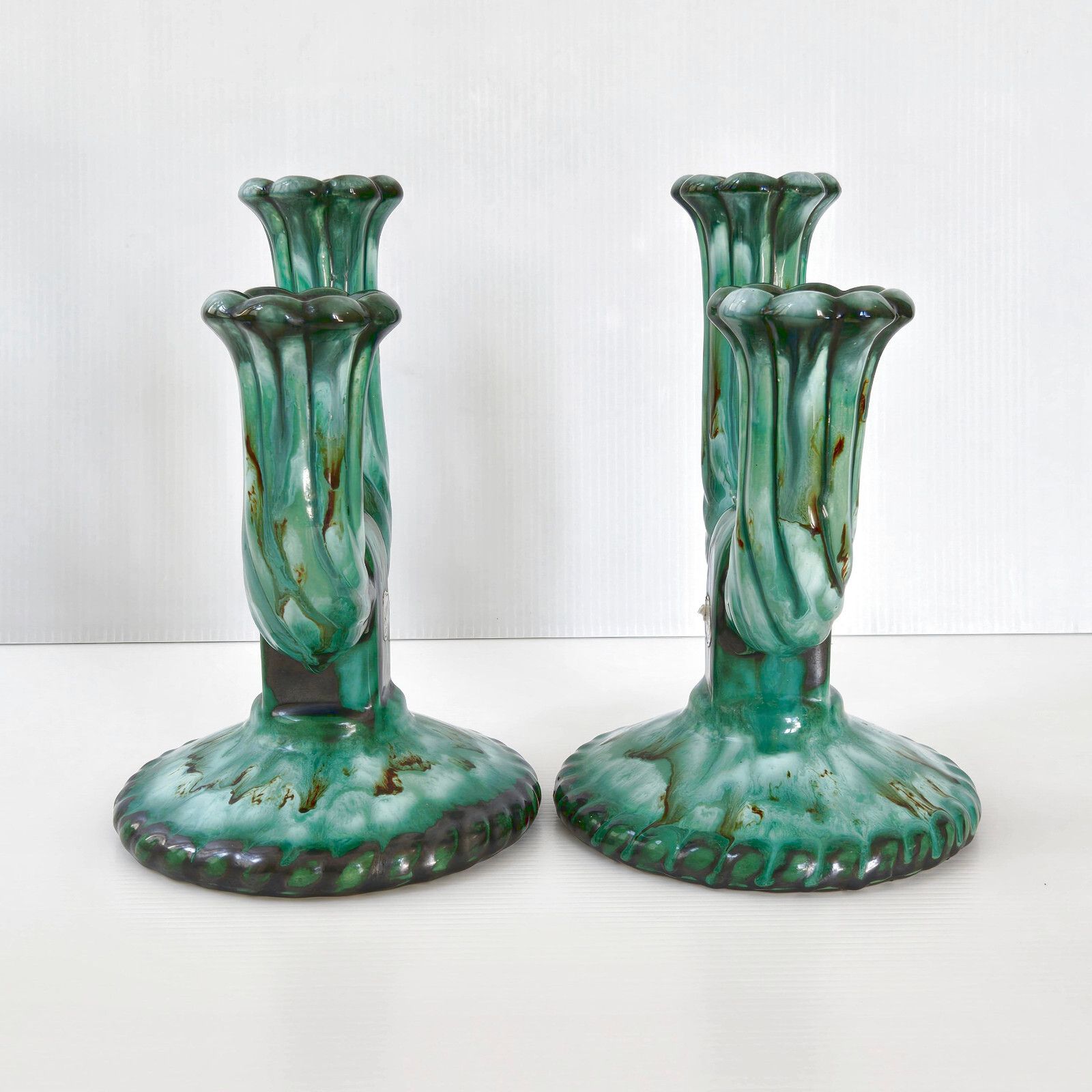 Pair Of Vintage 1960 Ceramic Longwy 60s Candlesticks Chandeliers Chandeliers photo vintage