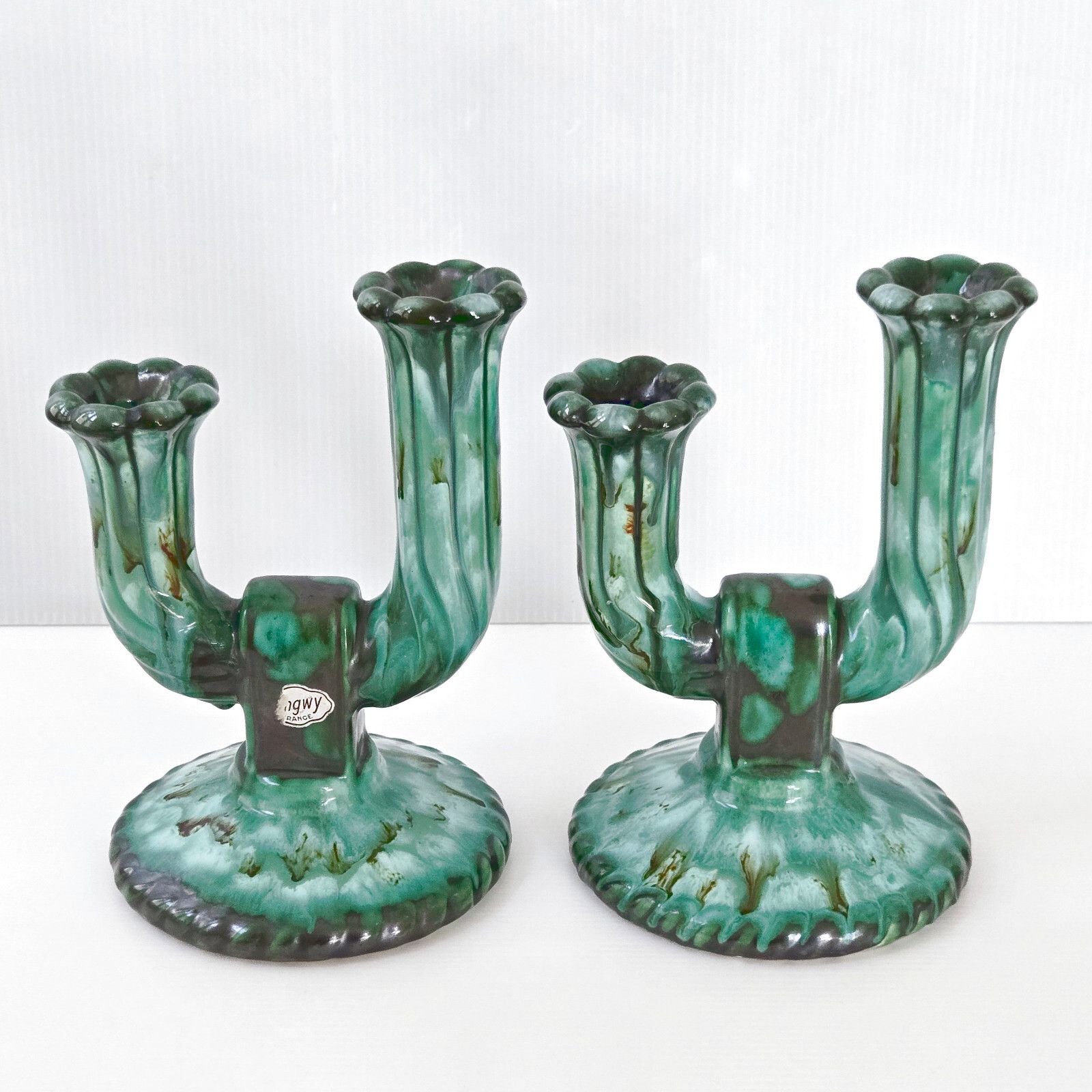 photo furniture Pair Of Vintage 1960 Ceramic Longwy 60s Candlesticks Chandeliers Chandeliers