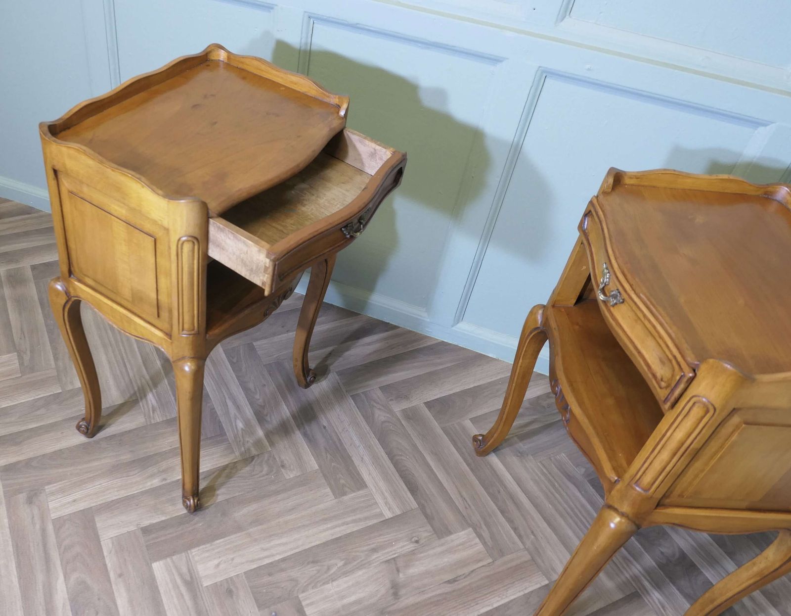 Pair Of French Cherry Bedside Cabinets photo for sale