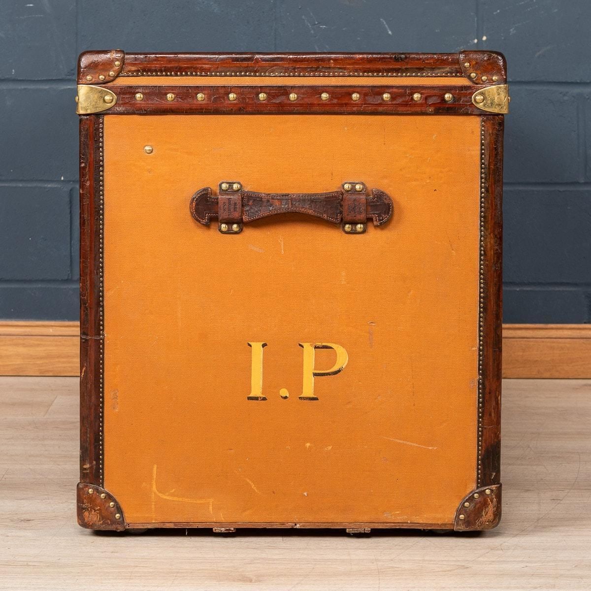 20th Century Louis Vuitton Malle Haute Trunk Orange "Vuittonite" Canvas, C.1900 photo Furniture