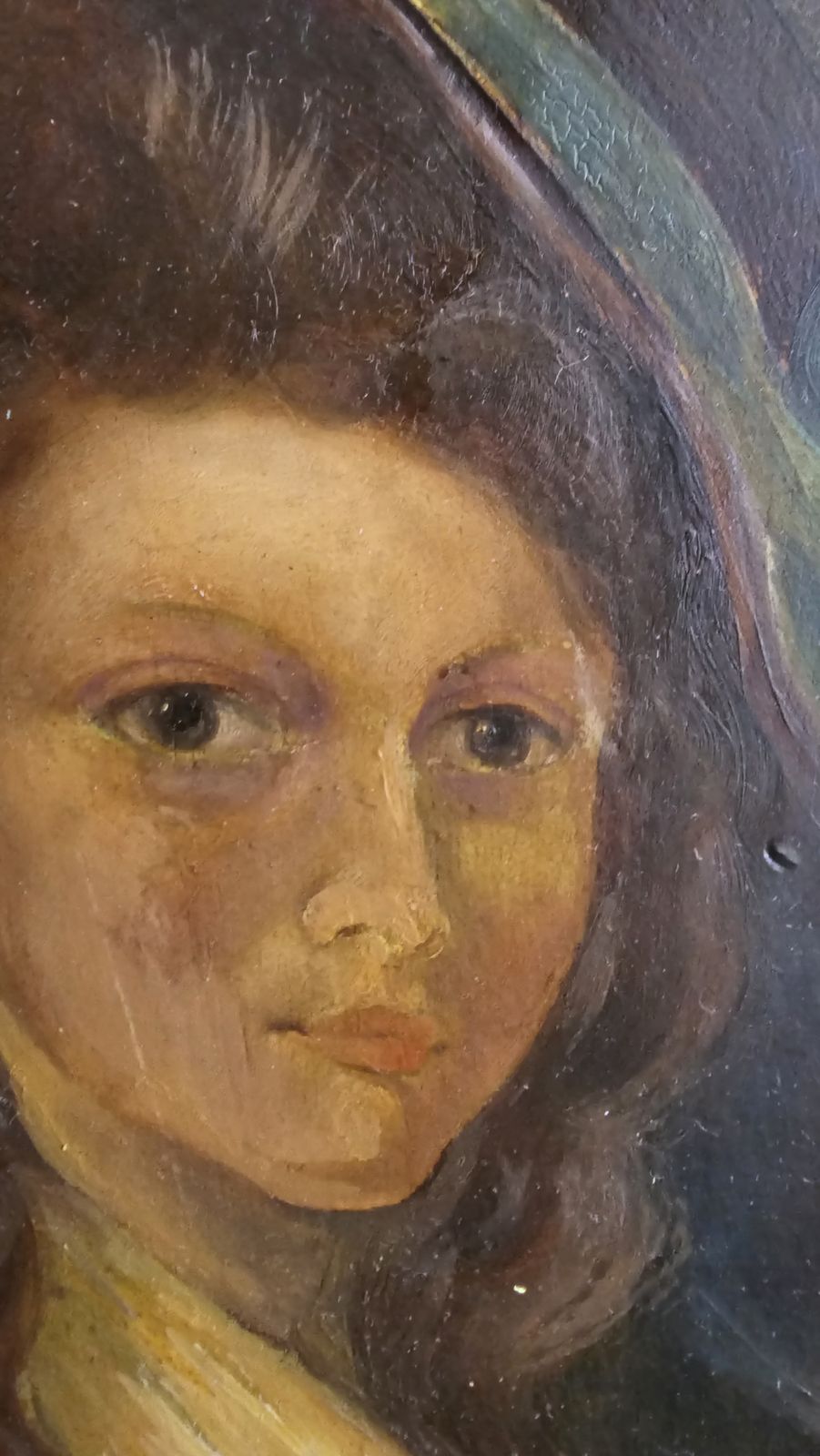 Very Old Oil Painting Of A Beautiful Georgian Young Lady photo for sale