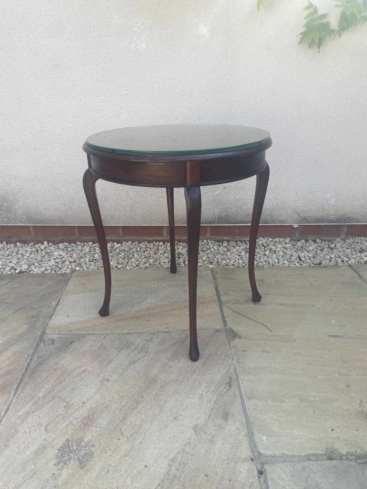 Antique Mahogany Side Table Wine Table With Round Glass Top. photo buy