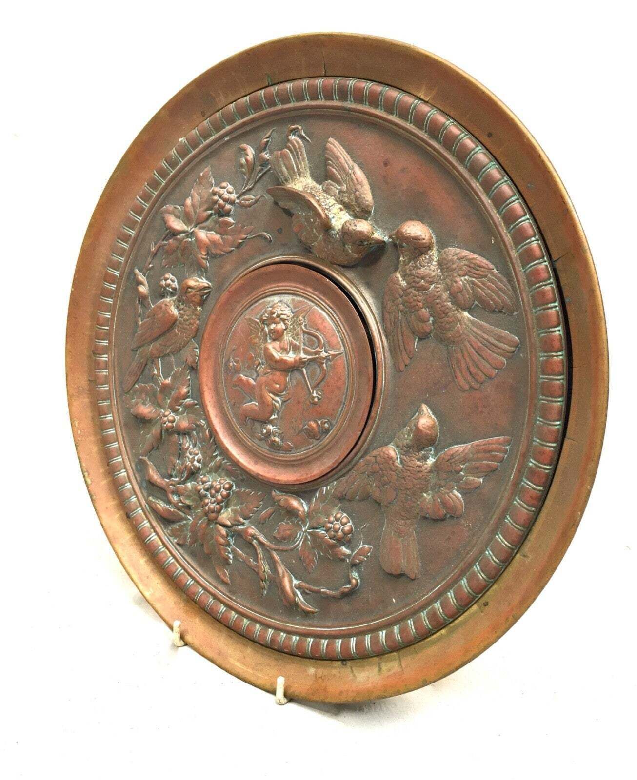 Antique Arts & Crafts Copper And Brass Charger / Tazza Large Size C.1900 photo for sale