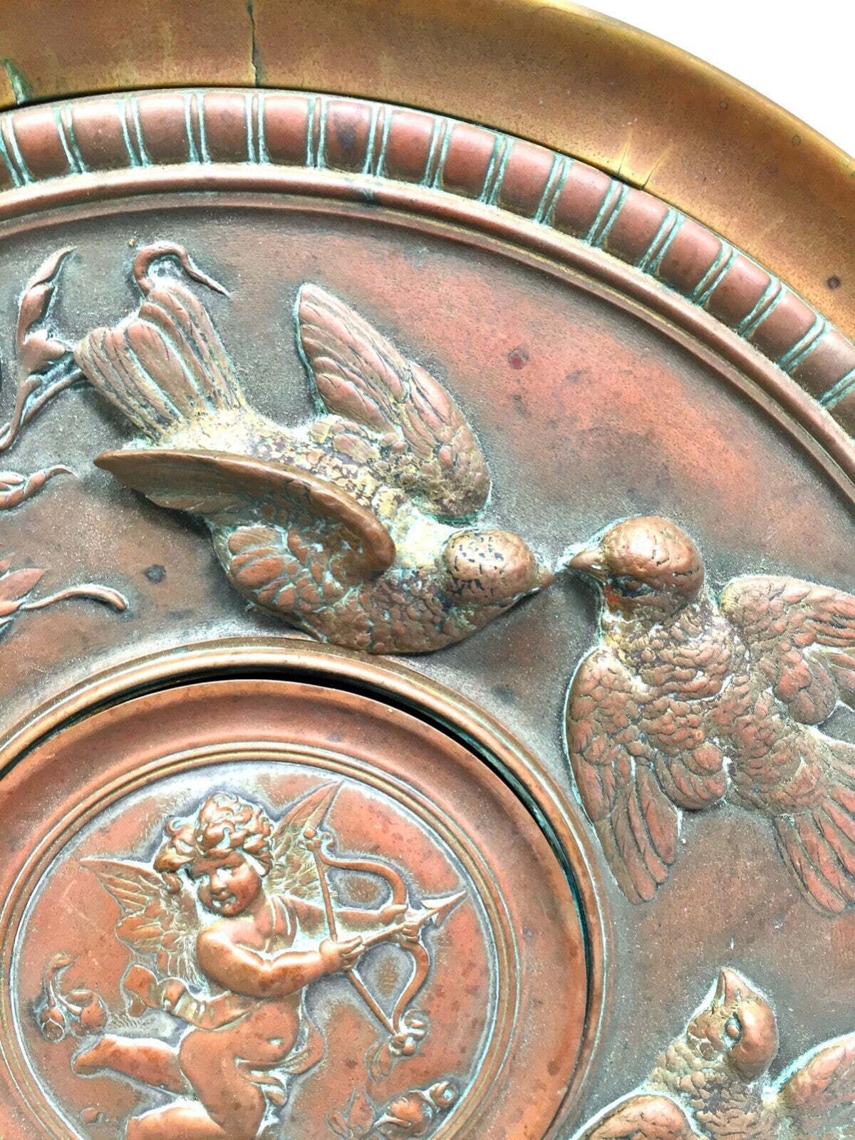 Antique Arts & Crafts Copper And Brass Charger / Tazza Large Size C.1900 photo Home Decor