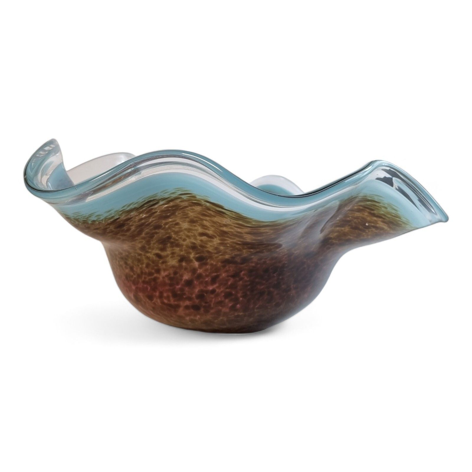 Svaja Glass Bowl Vintage Glass Bowl  Art Glass Ruffle Stretched Glass Bowl photo vinterior