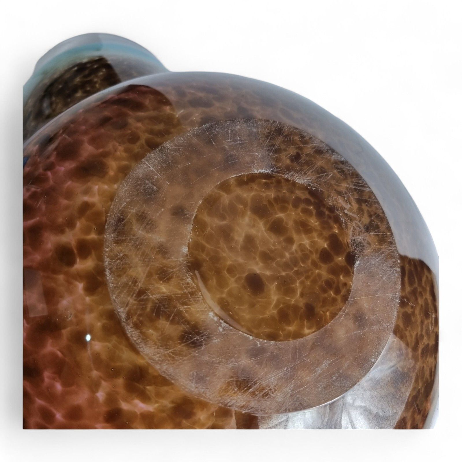 photo for sale Svaja Glass Bowl Vintage Glass Bowl  Art Glass Ruffle Stretched Glass Bowl