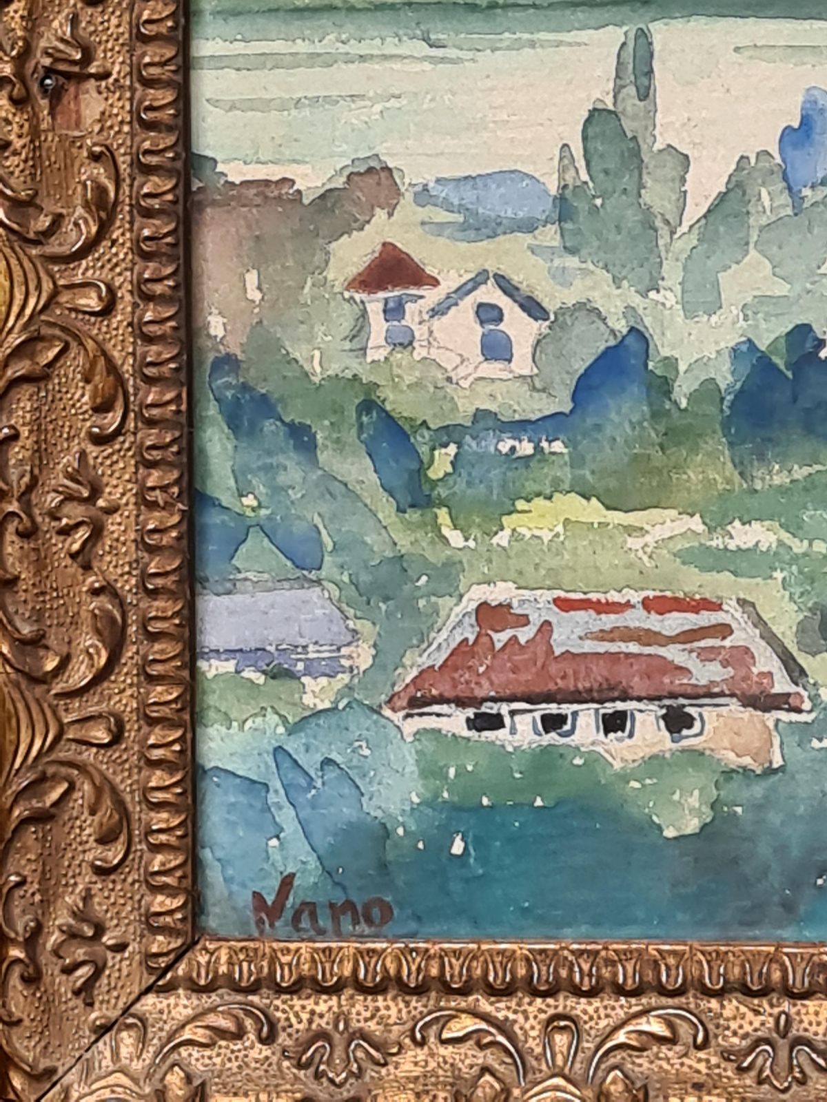 photo furniture Landscape Watercolour, Lake And View To The Mountains By Nano