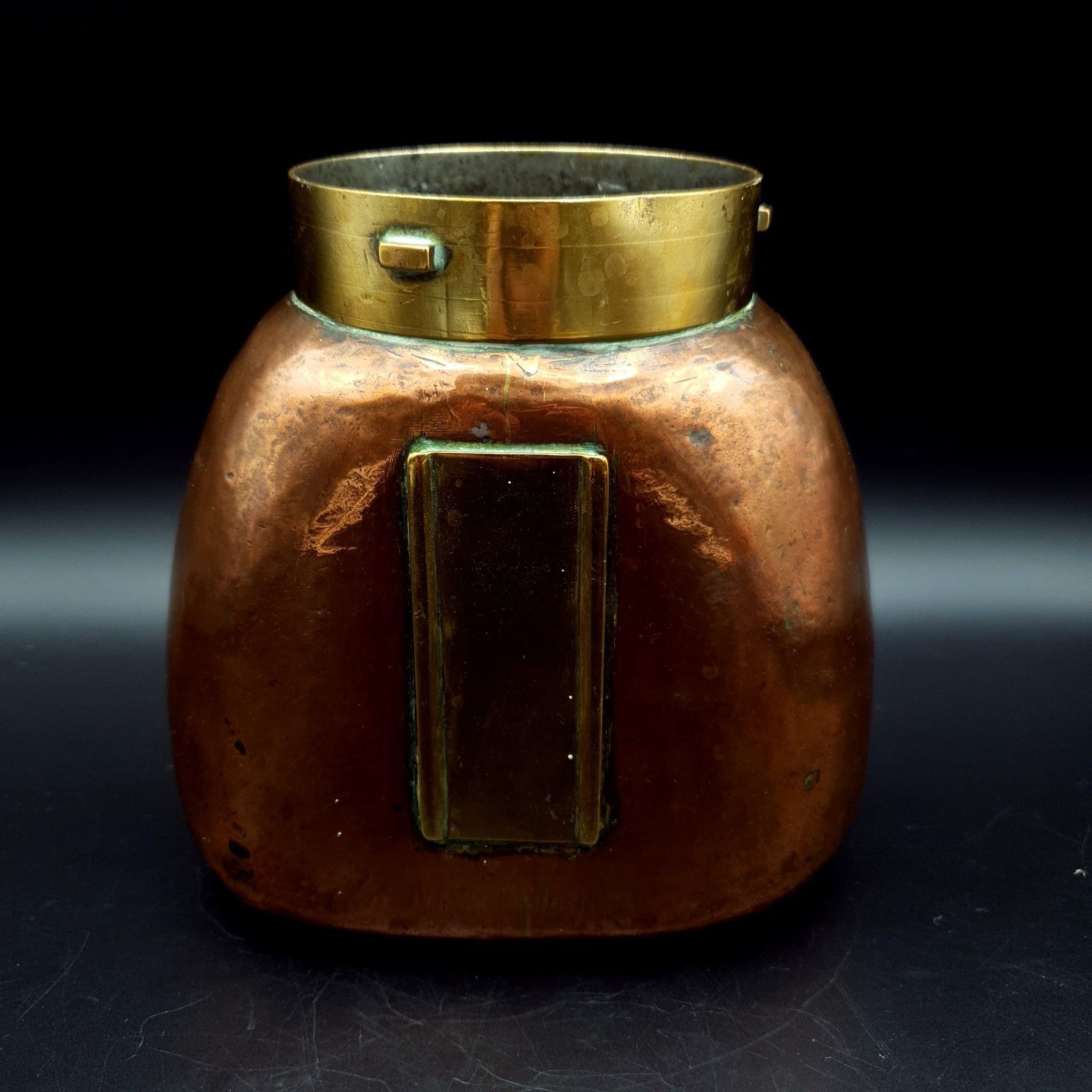 Copper & Brass Vessel Small Coal, Kindling Scuttle, Heating Pot 625g Re Use Vtg photo Home Fixtures