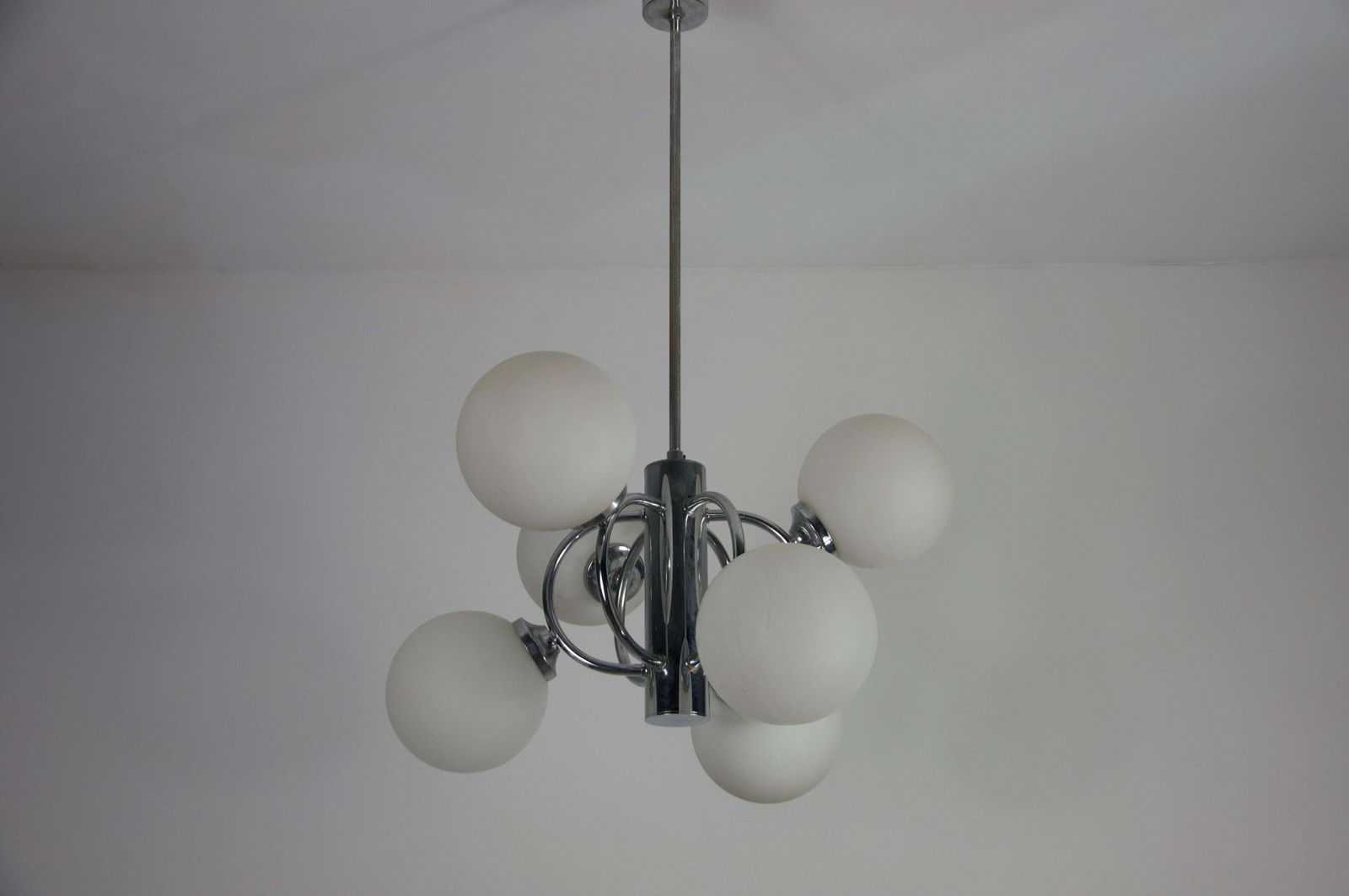 Mid Century Modern Chrome Kaiser 6 Arm Space Age Chandelier, Germany, 1960s photo 854.0