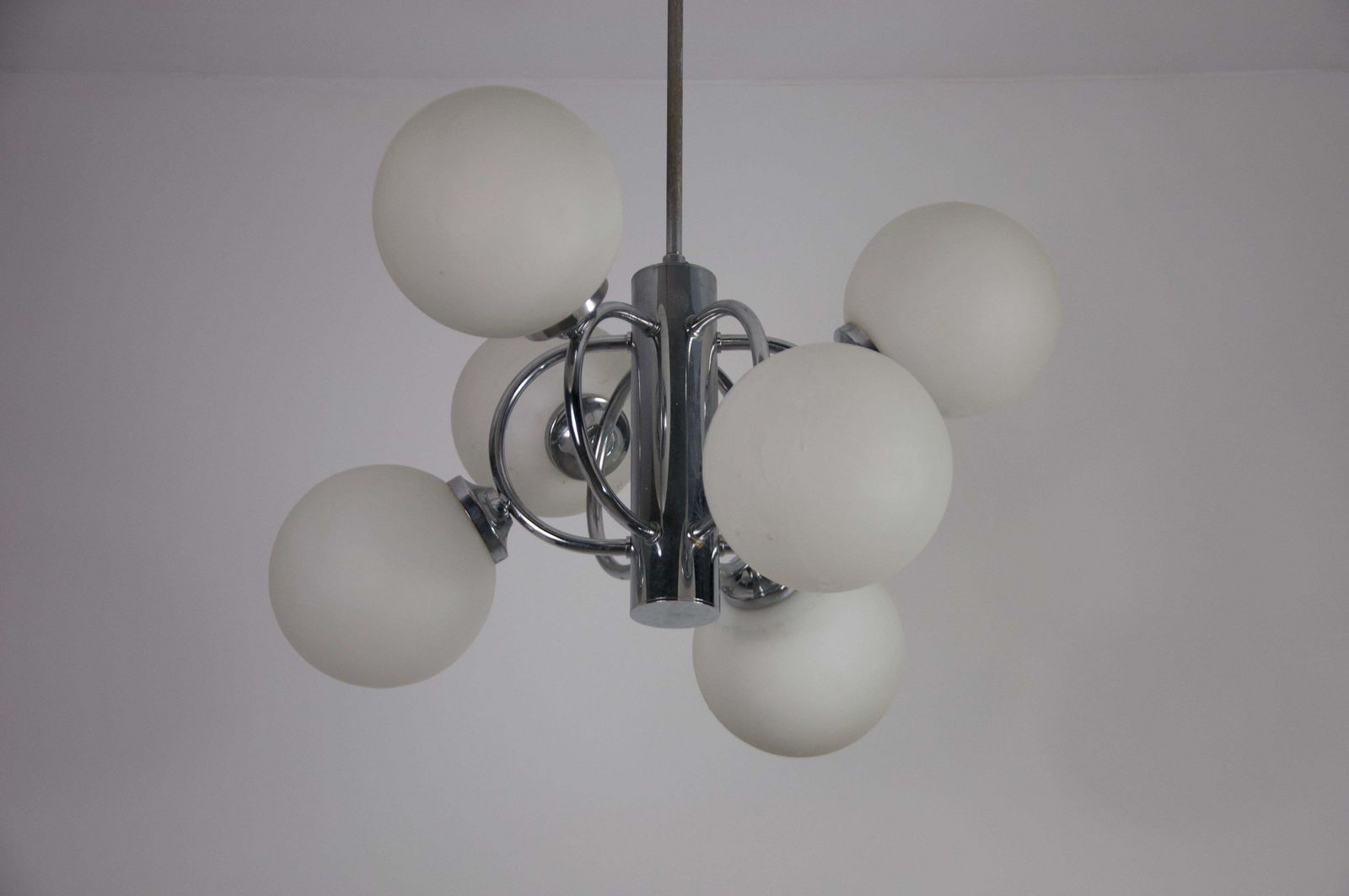 Mid Century Modern Chrome Kaiser 6 Arm Space Age Chandelier, Germany, 1960s photo buy