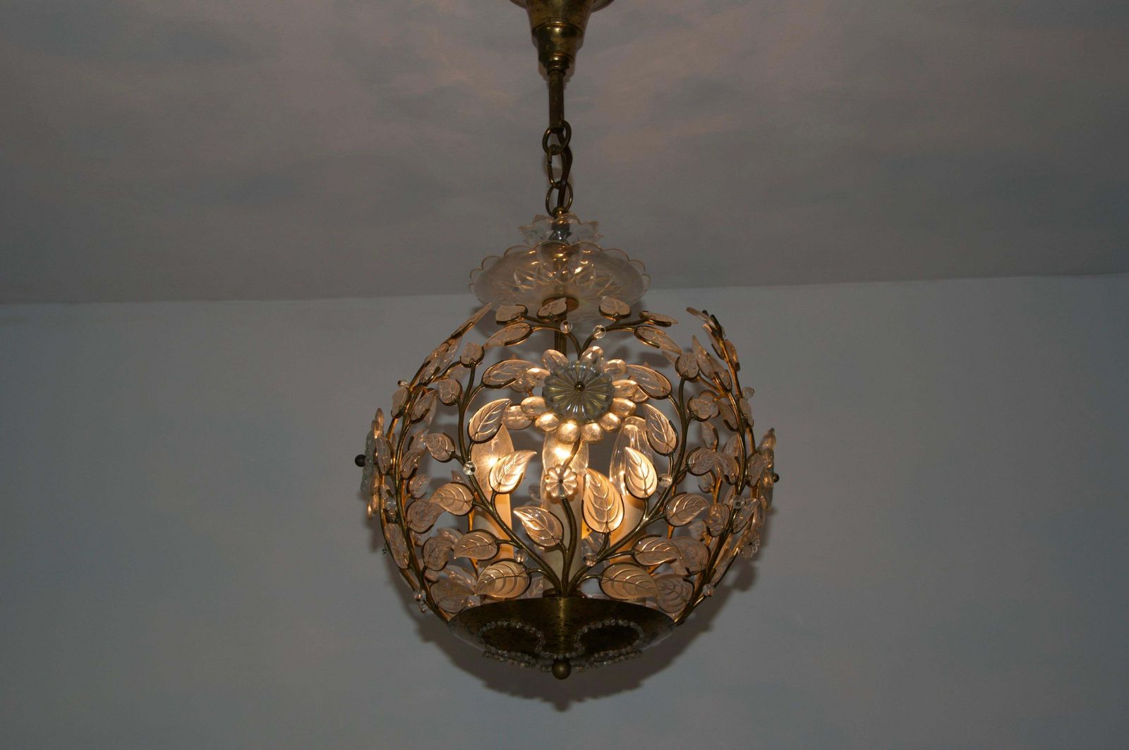 Brass And Crystal Glass Chandelier By Ernst Palme For Palwa, 1960s photo furniture