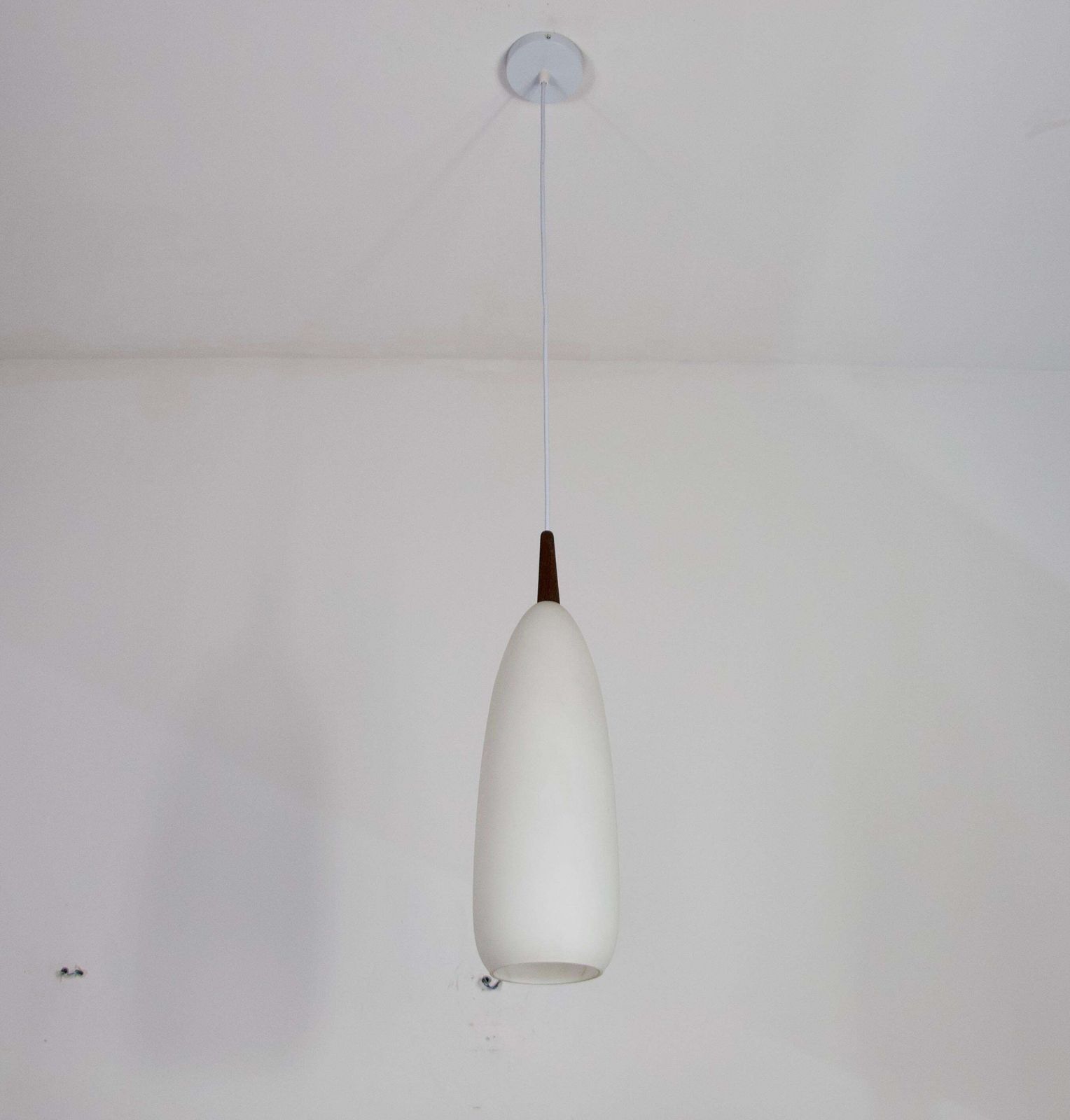 Teak And Opal Glass Pendant Lamp By Uno & östen Kristiansson For Luxus Sweden photo vinterior