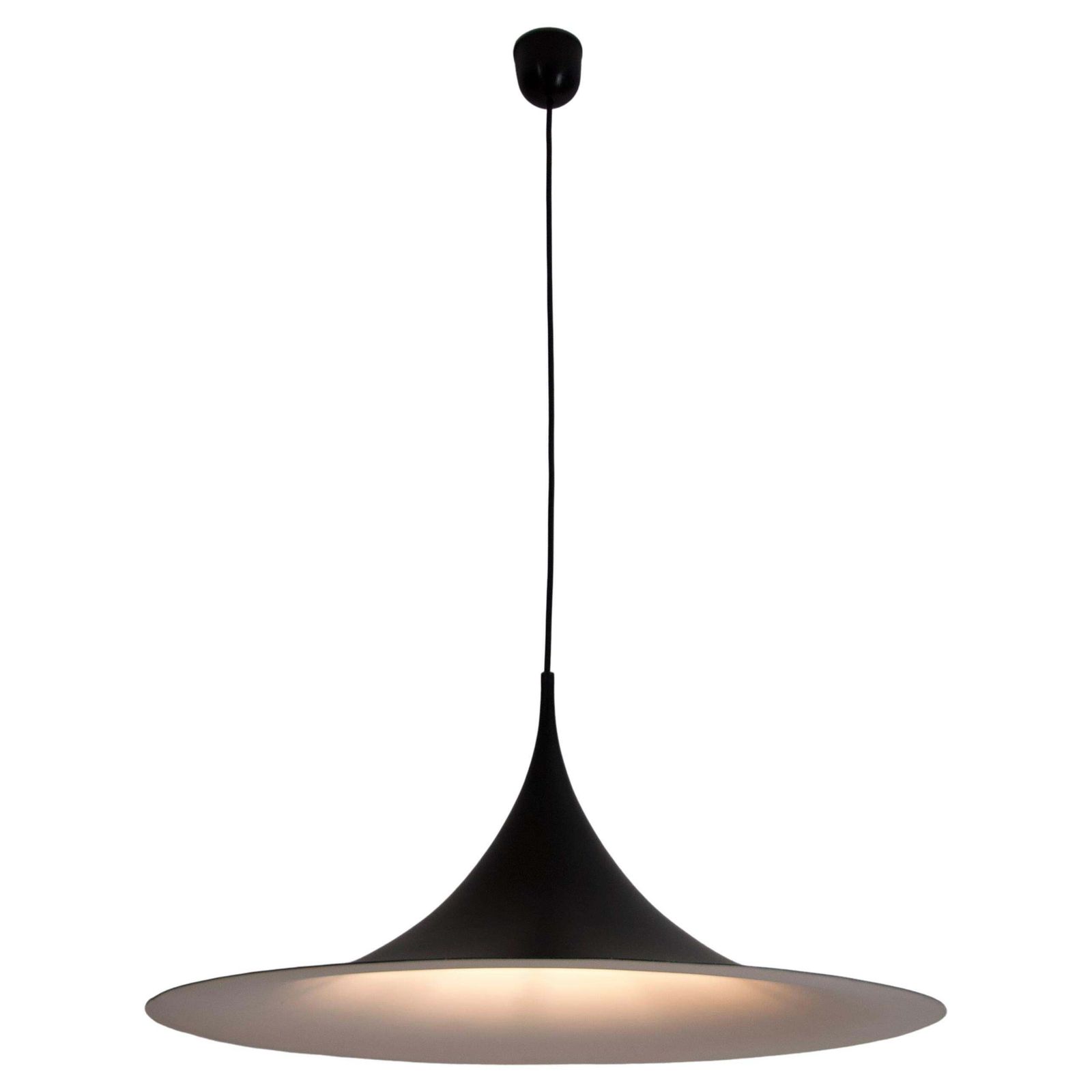 Black Round Pendant Lamp By Fog & Mørup, 1970s