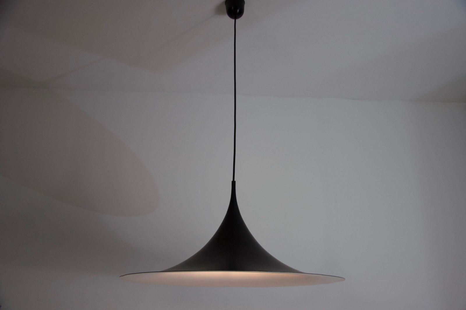 672.0 Black Round Pendant Lamp By Fog & Mørup, 1970s photo