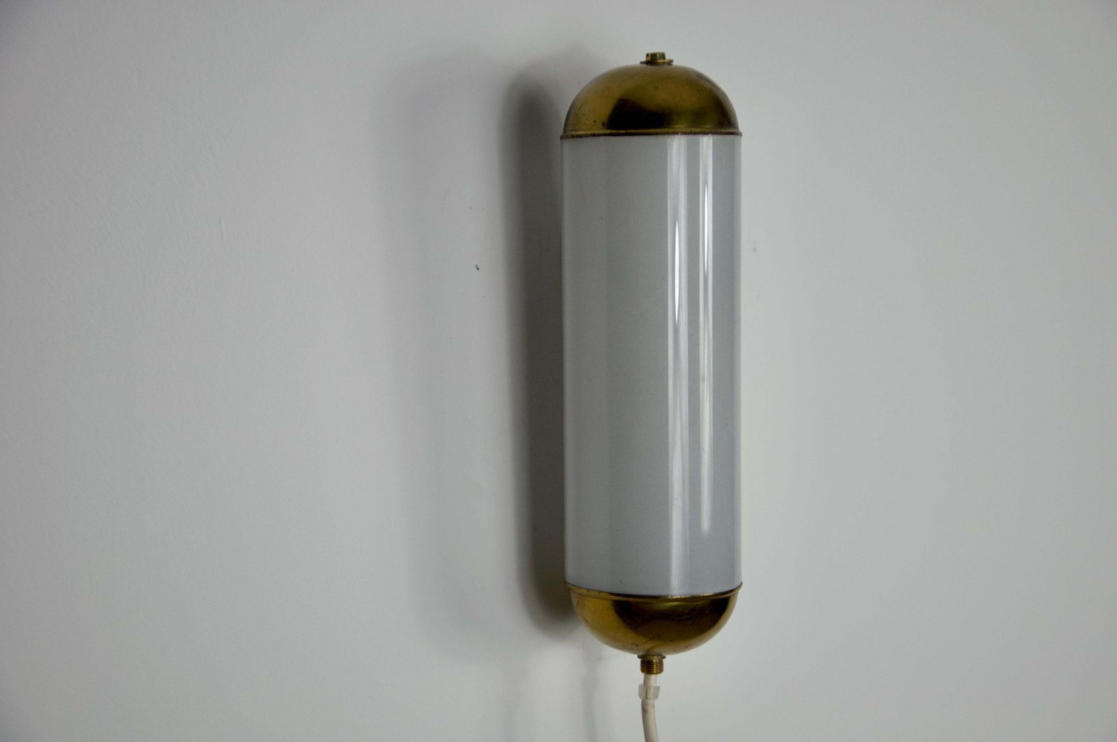 photo for sale Brass And Opaline Glass Wall Lamp By Glashütte Limburg, 1960s
