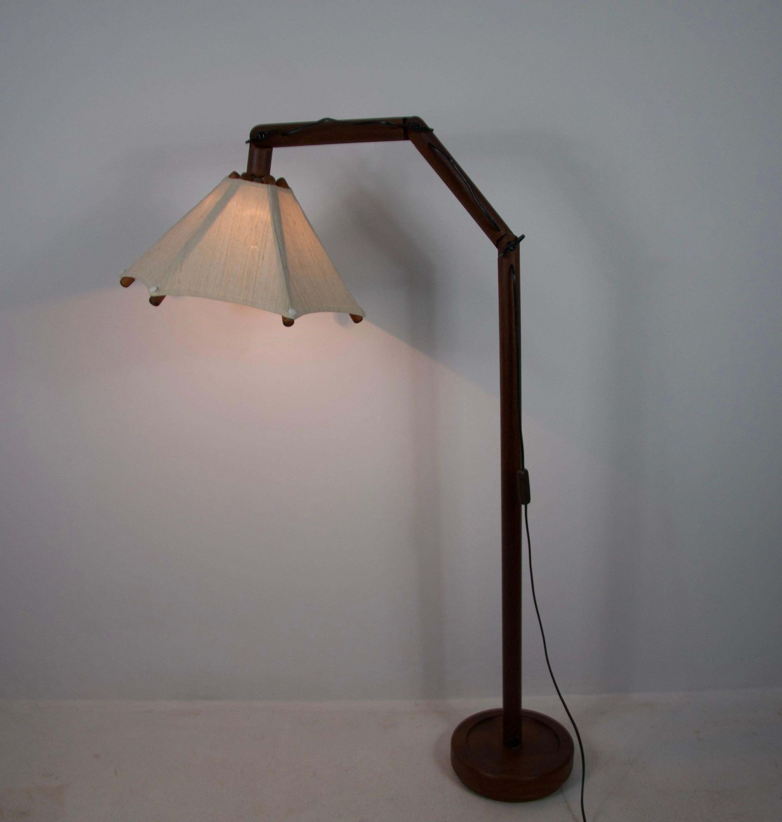 Lighting Adjustable Midcentury Wooden Floor Lamp By Domus, 1960s photo