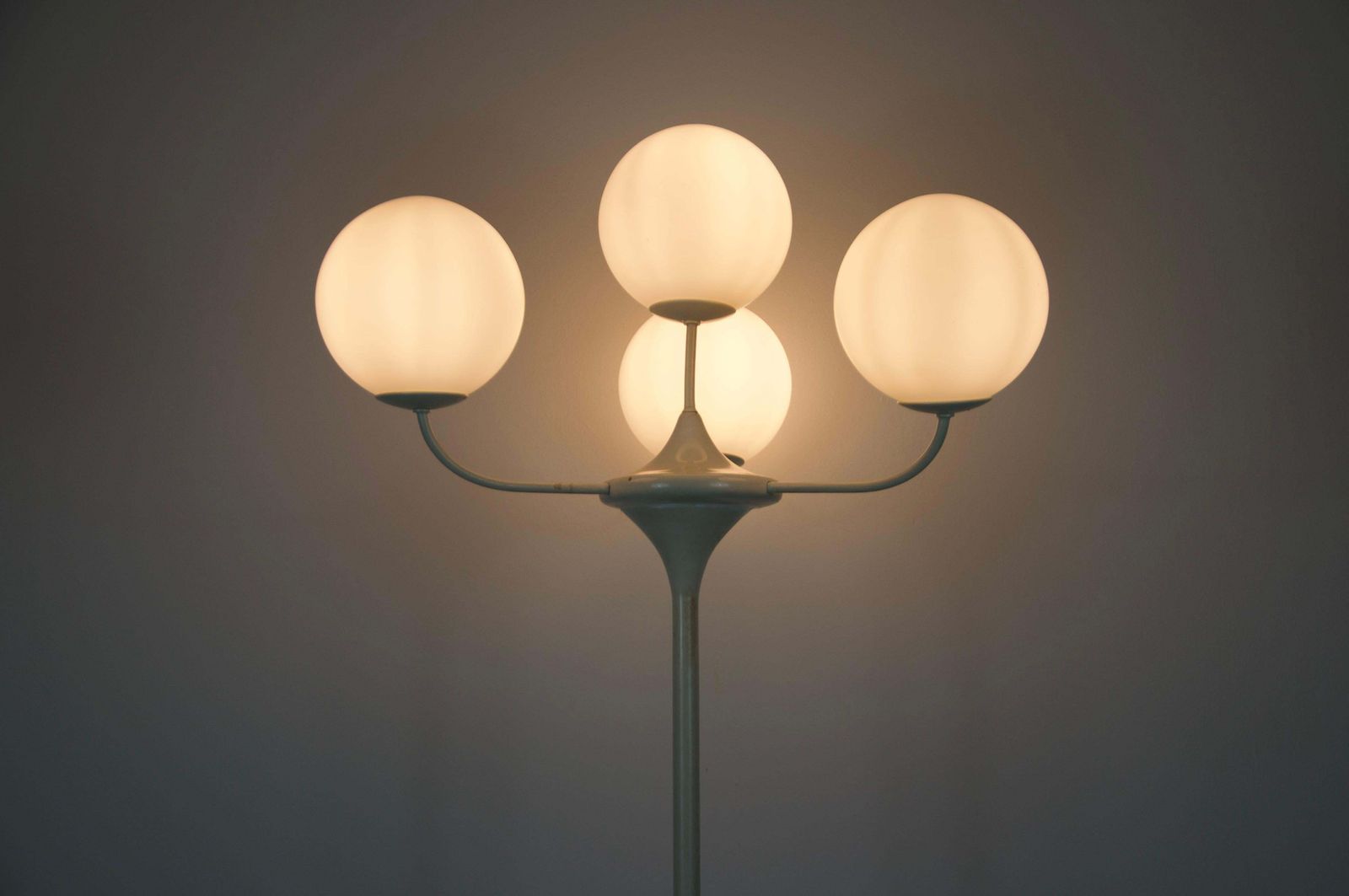 Lighting Midcentury White 4 Arm Space Age Floor Lamp By Max Bill For Temde 1960s photo