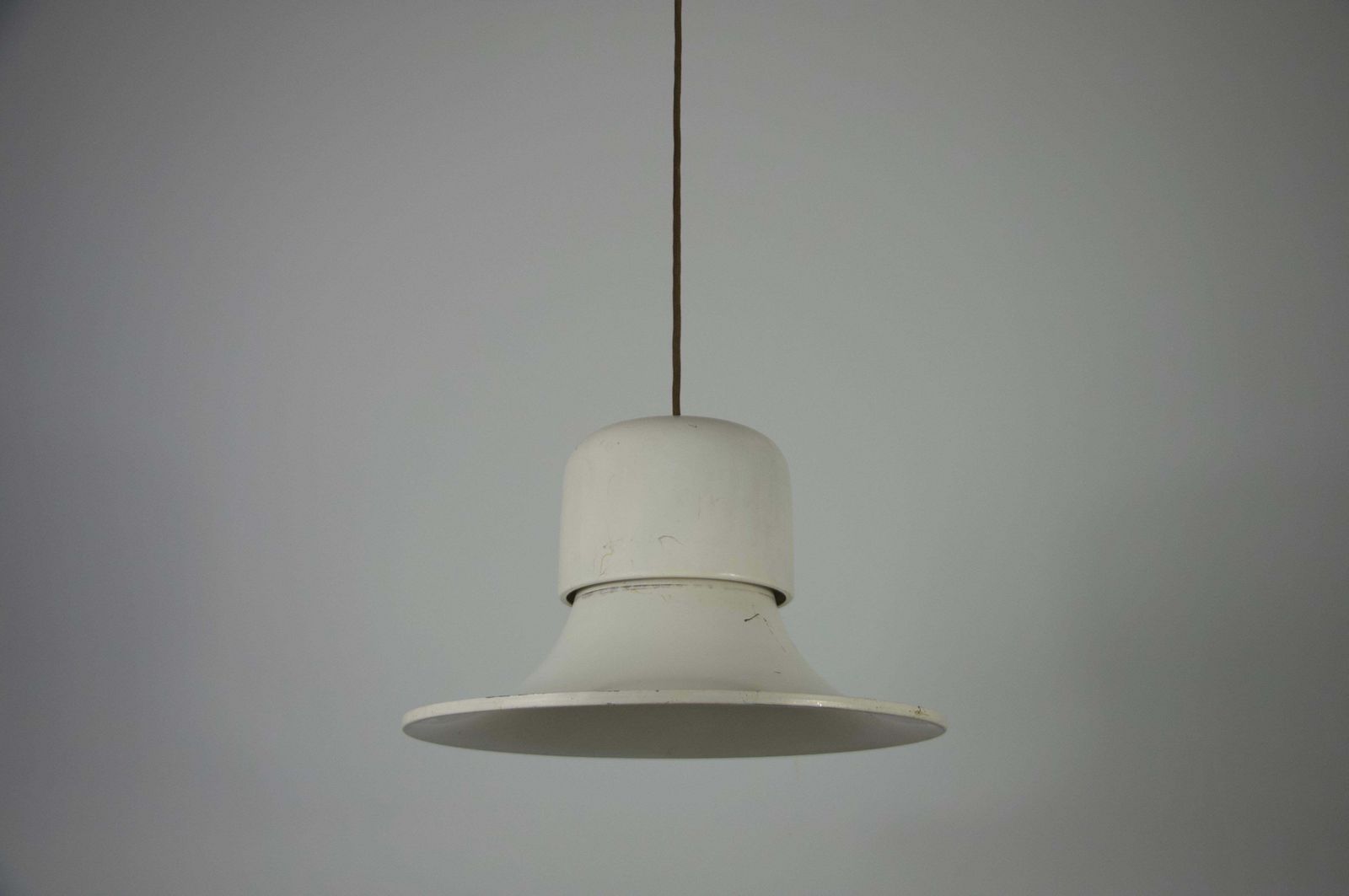 White Metal Hanging Lamp By Joe Colombo Stilnovo, Italy, 1950s photo vintage