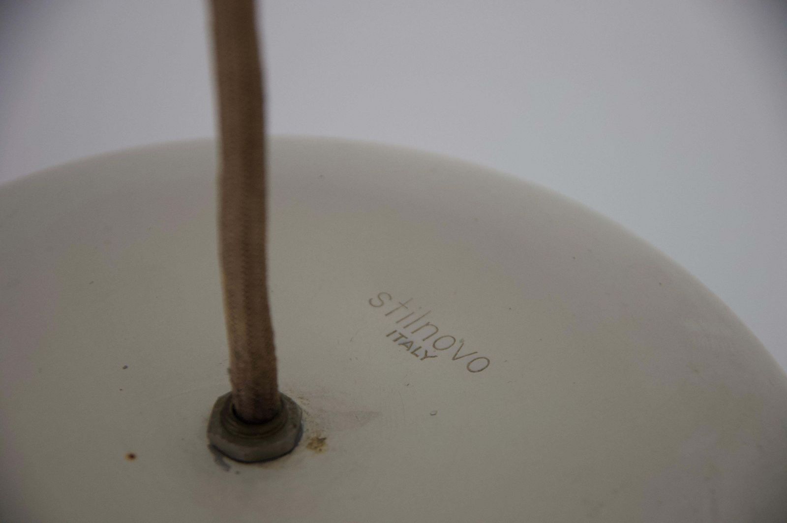 Lighting White Metal Hanging Lamp By Joe Colombo Stilnovo, Italy, 1950s photo
