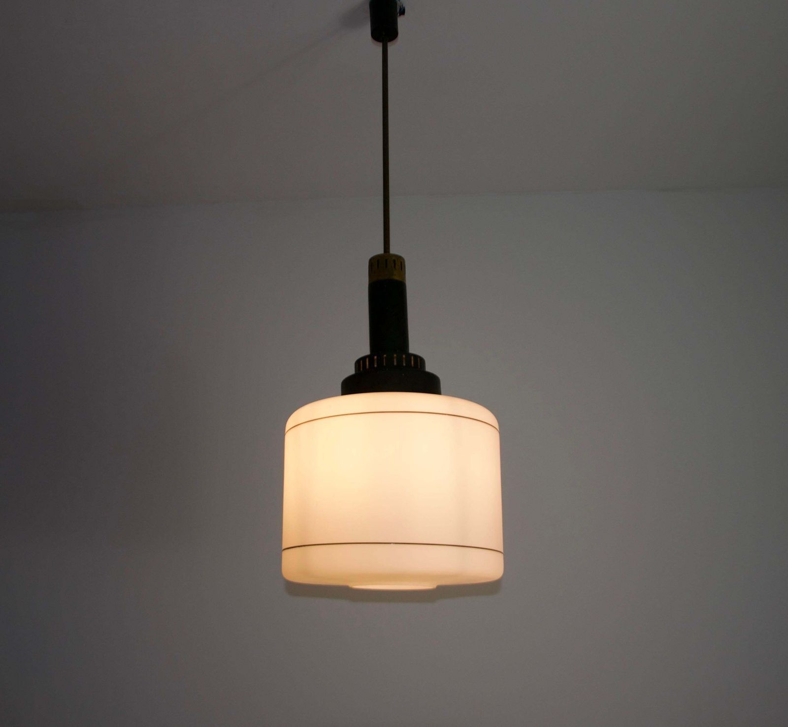 photo furniture Mid Century Opal Glass Ceiling Lamp By Stilnovo, Italy, 1960s
