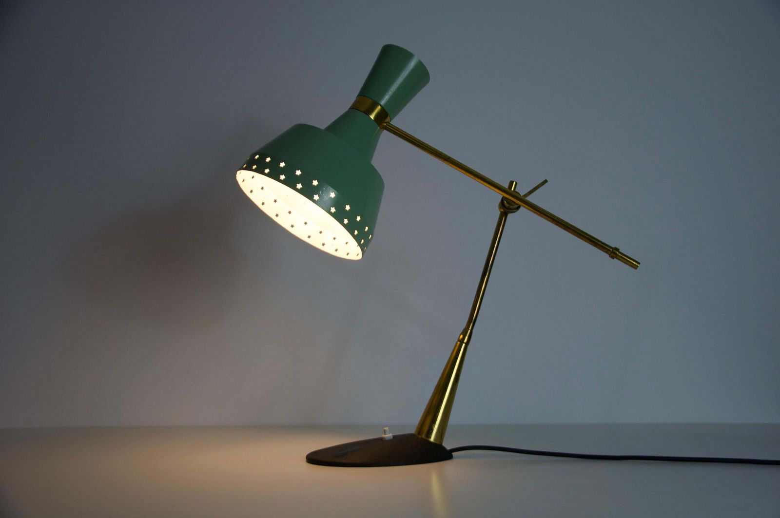 Mid Century Italian Brass And Metal Table Lamp, 1960s photo furniture