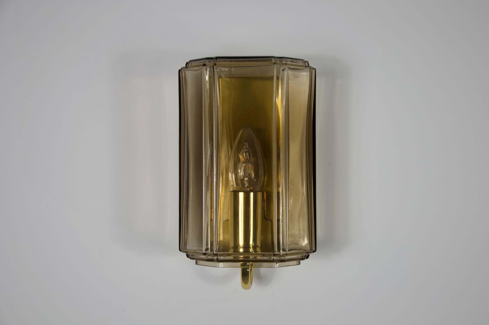 Pair Of Brass And Glass Wall Lamps By Glashütte Limburg, 1960s photo buy
