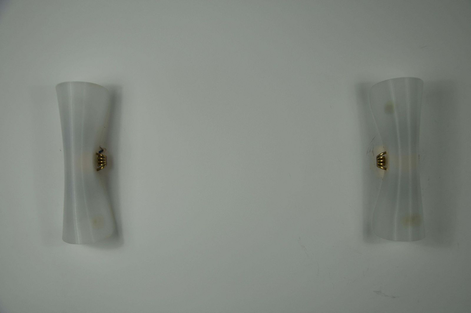 Pair Of Mid Century Brass And Plexi Glass Wall Lamps, Italy, 1960s photo furniture