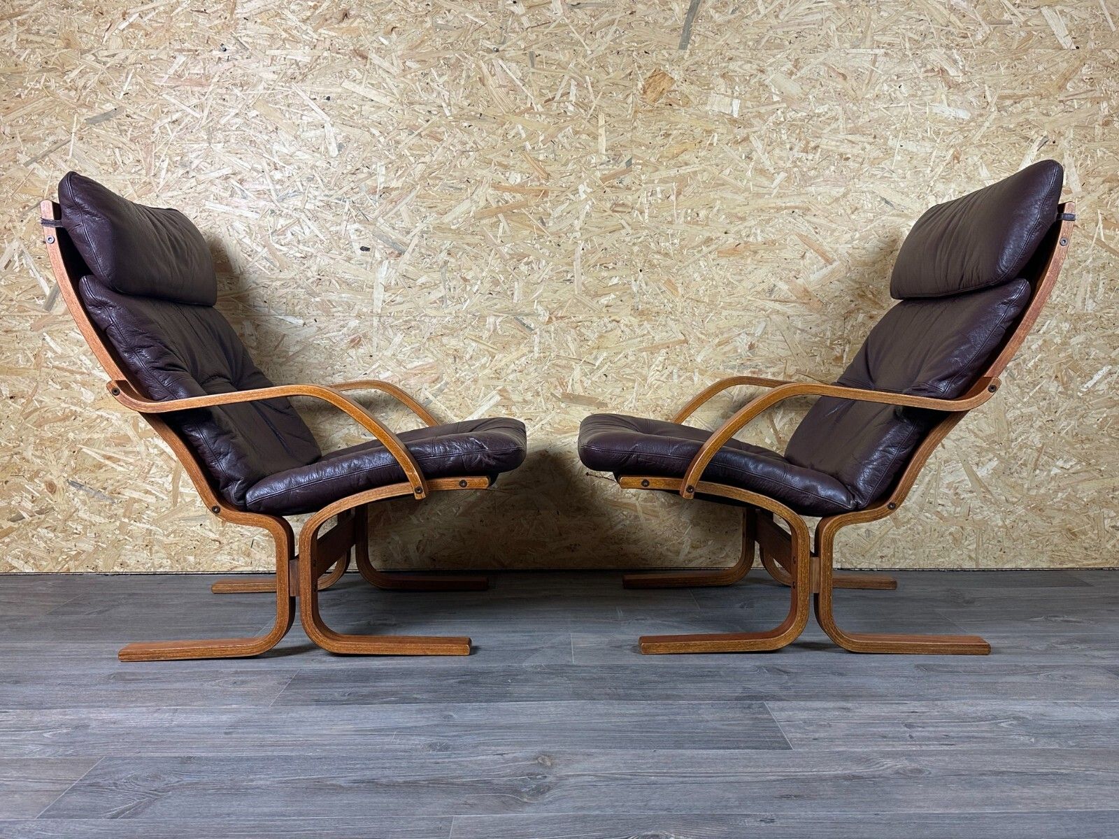 2x 60s 70s Armchairs Easy Chair Leather Armchairs Westnofa Norway Mid Century photo furniture