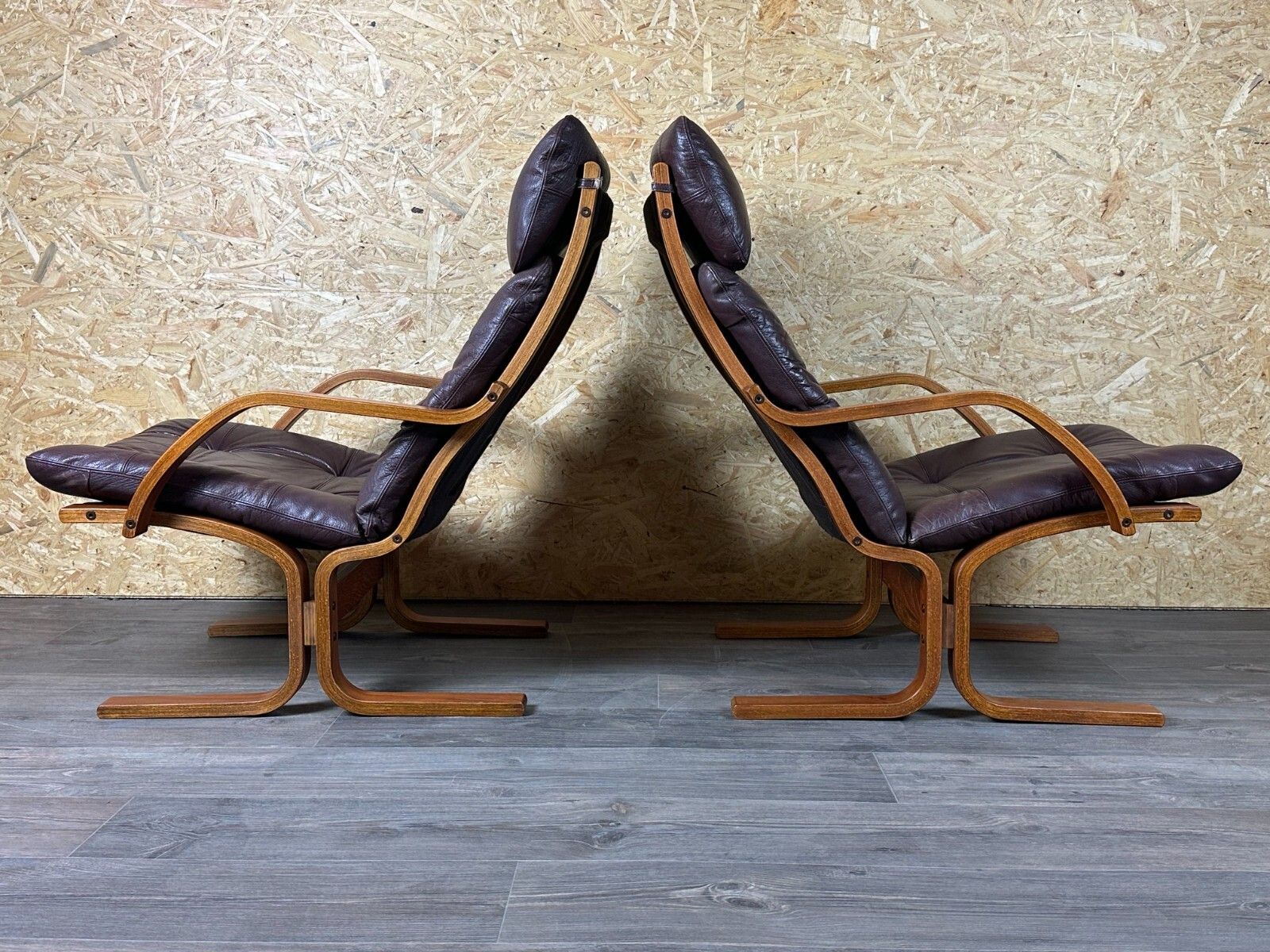 photo vintage 2x 60s 70s Armchairs Easy Chair Leather Armchairs Westnofa Norway Mid Century