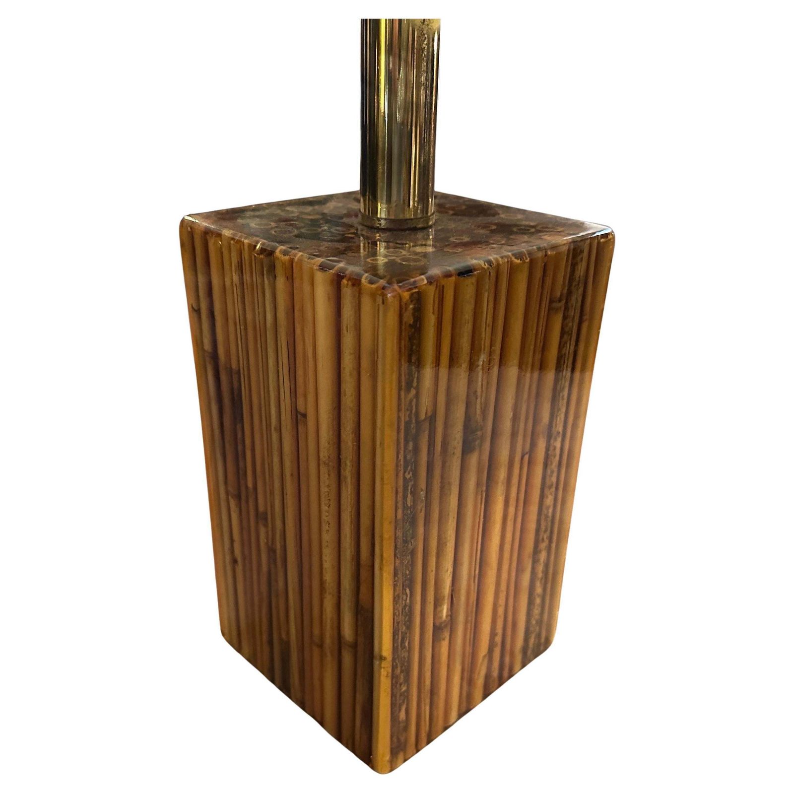 1960s Mid Century Modern Riccardo Marzi Bamboo Resin Italian Table Lamp photo furniture