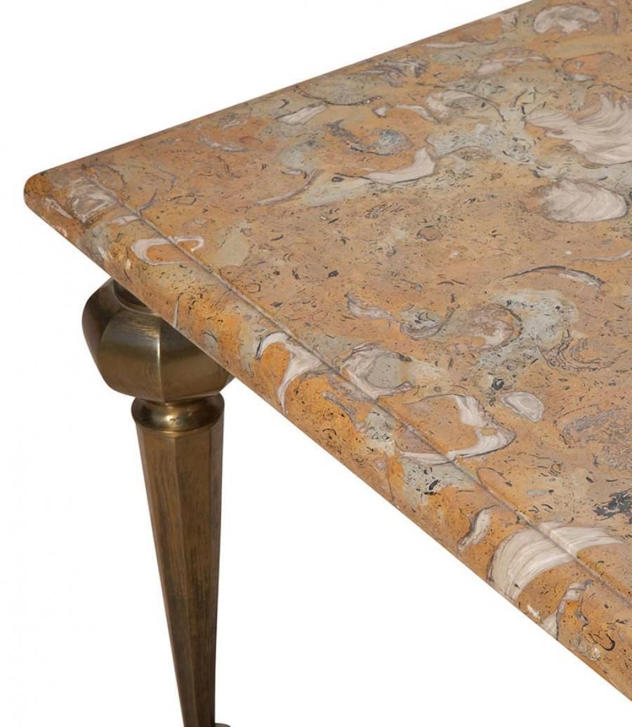 photo furniture 20th Century French Fossilised Marble Top Coffee Table