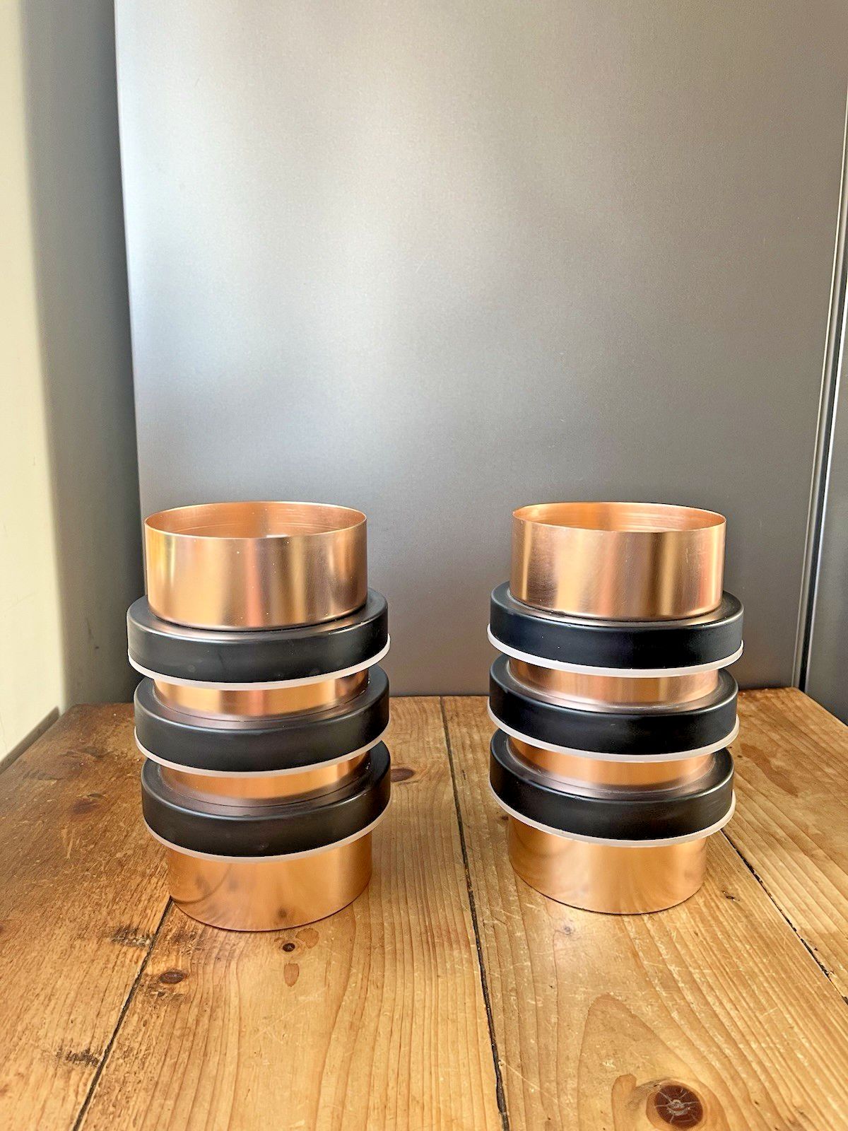photo vinterior Pair Of Gec Mid Century Copper Space Age 70's Ceiling Light Shades Danish Fog & Morup Jo Hammerborg Style