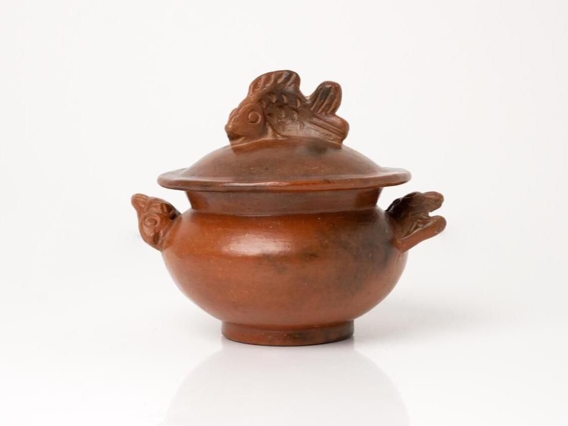Primitive Clay Sasak Pot With Lid | Vintage Ceramic Lidded Pot | Clay Pot