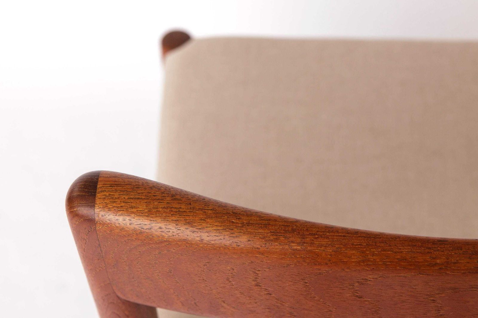 1 Of 4 Mid Century Oak Dining Chair – 1960s Vintage, Light Gray Upholstery photo buy