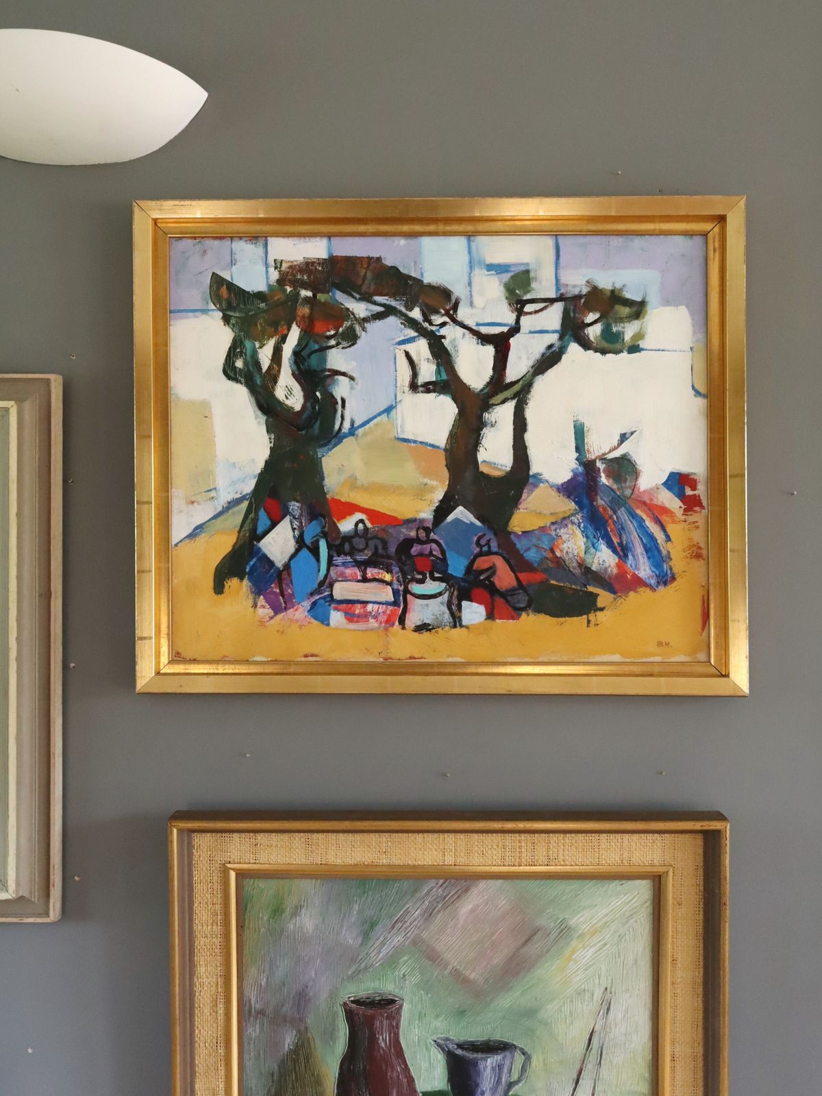 Picnic Under The Pines  Oil Painting photo furniture
