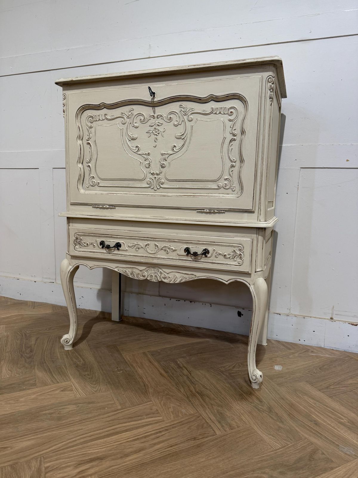 Vintage French Painted Hall Cupboard House Keepers Cupboard Cocktail Cupboard With Lower Drawer photo furniture