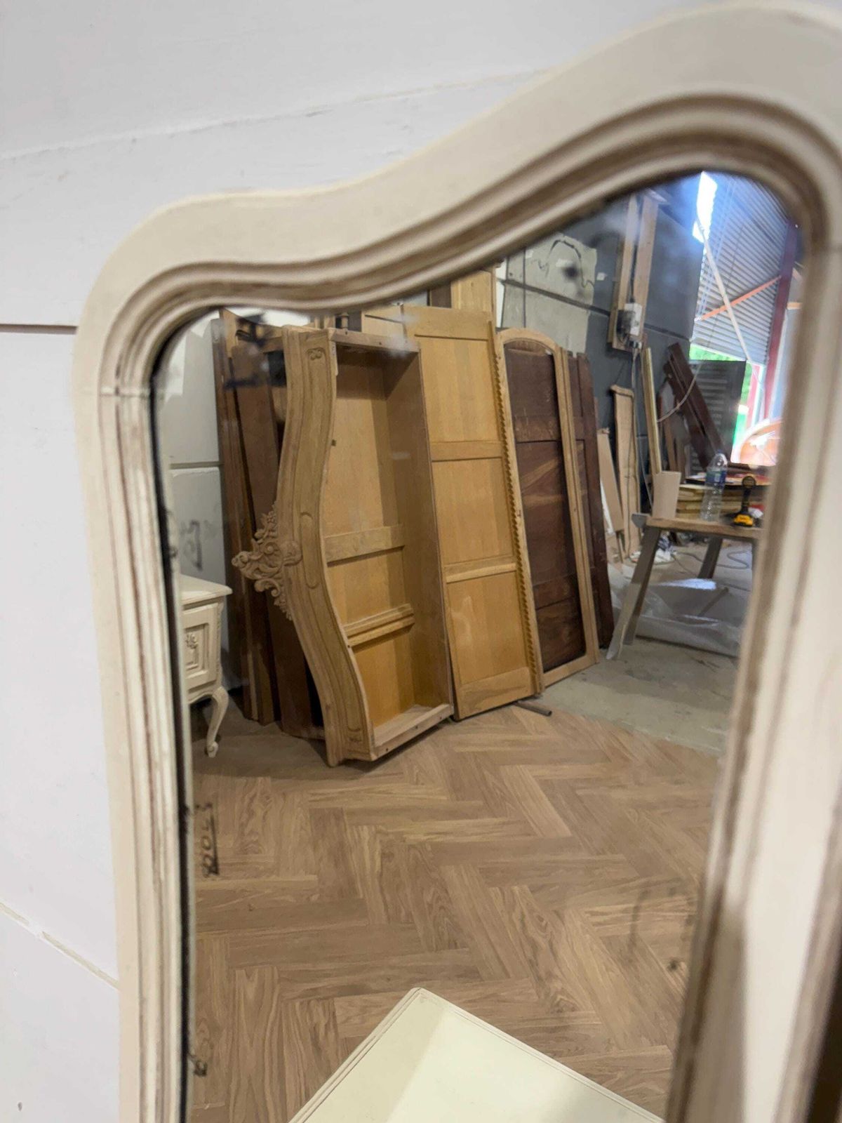 Vintage Painted French Dressing Table 1 Drawer, 2 Cupboards & 3 Way Mirror photo vintage