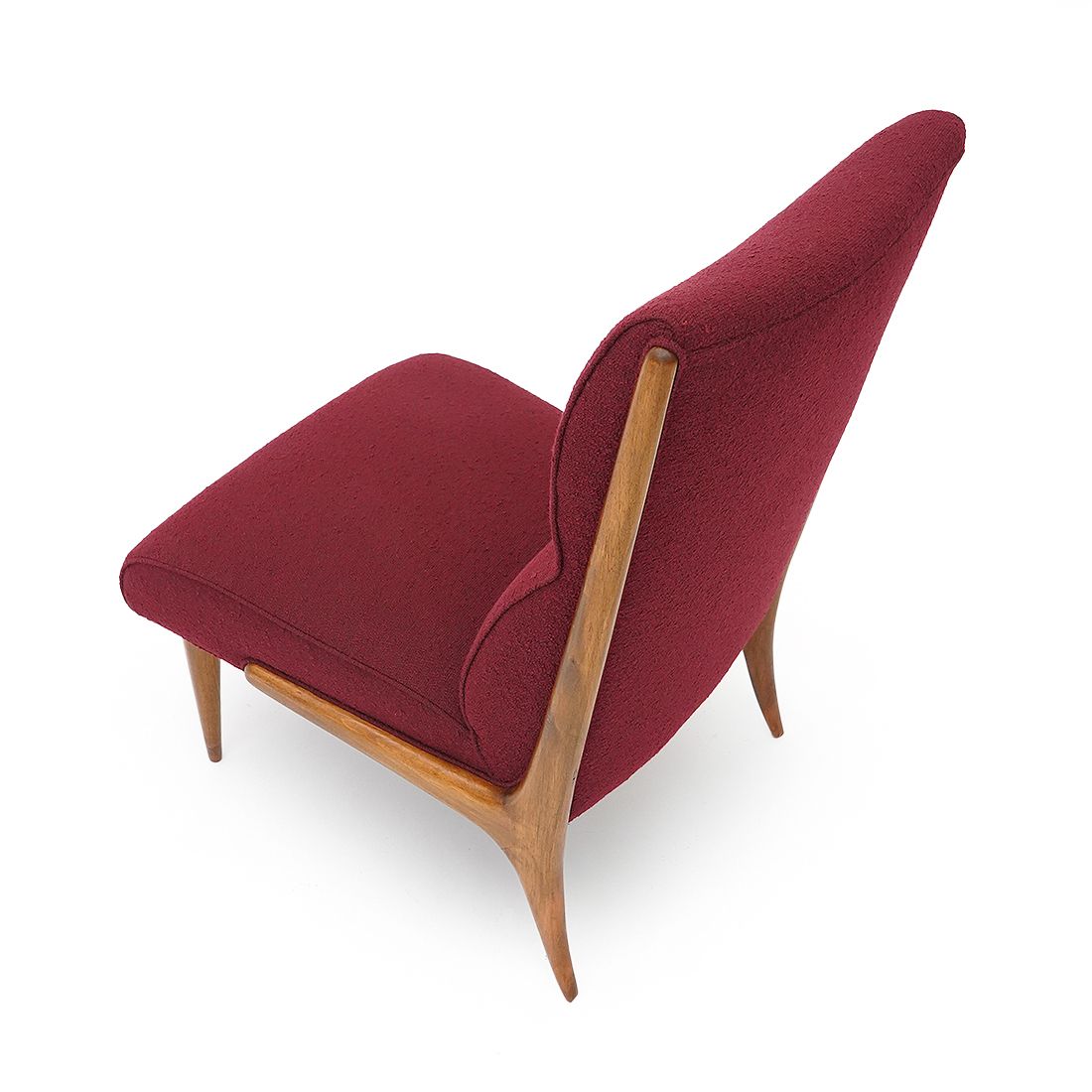 photo for sale Pair Of Wooden And Bouclé Armchairs, 1940s
