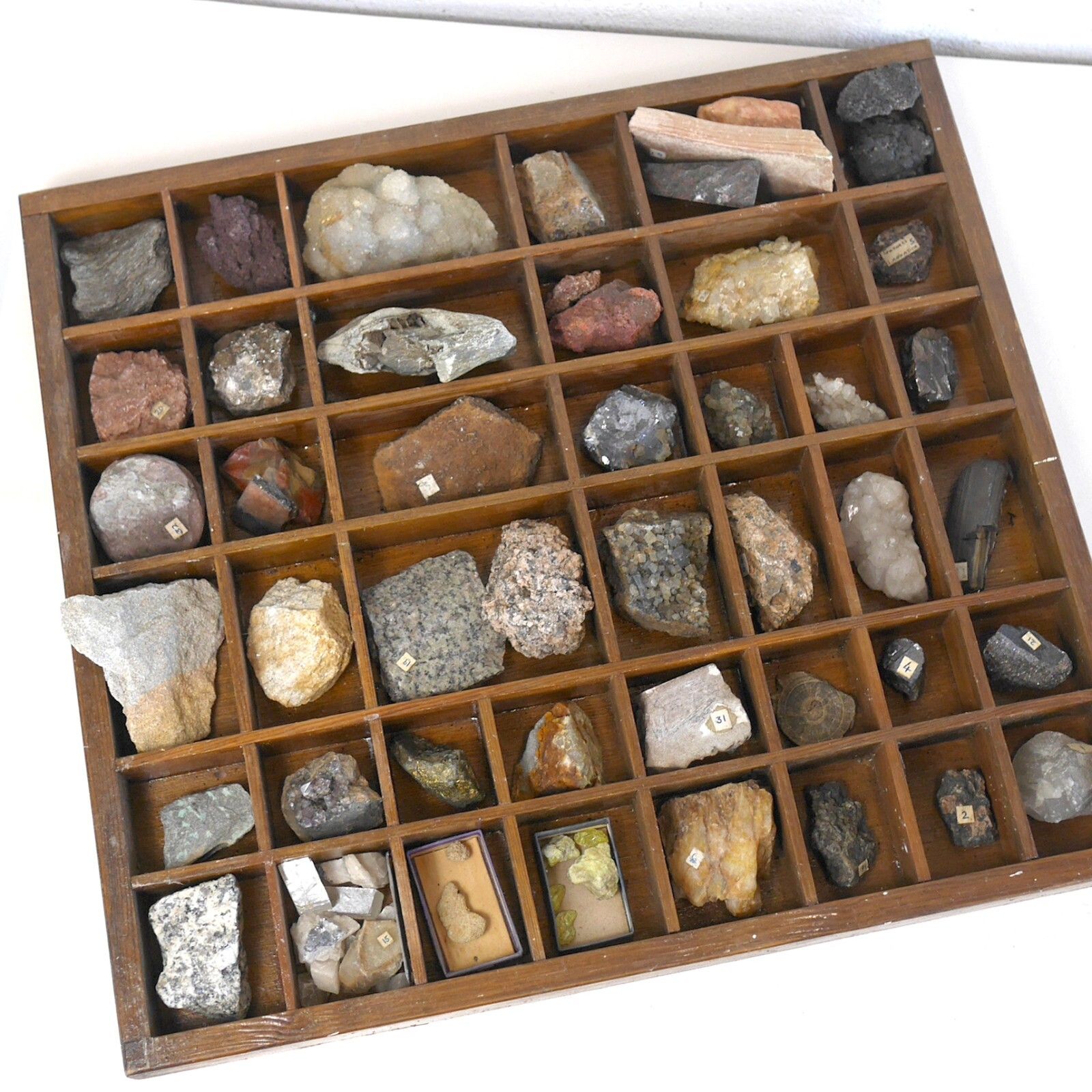 Vintage Collection Rocks Geodes Minerals Stones Crystals Wood Tray #102915 photo furniture